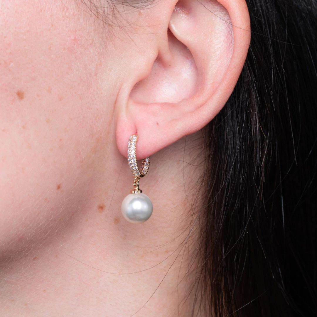 Brinco Argola com Pérola Banhado em Ouro 18k