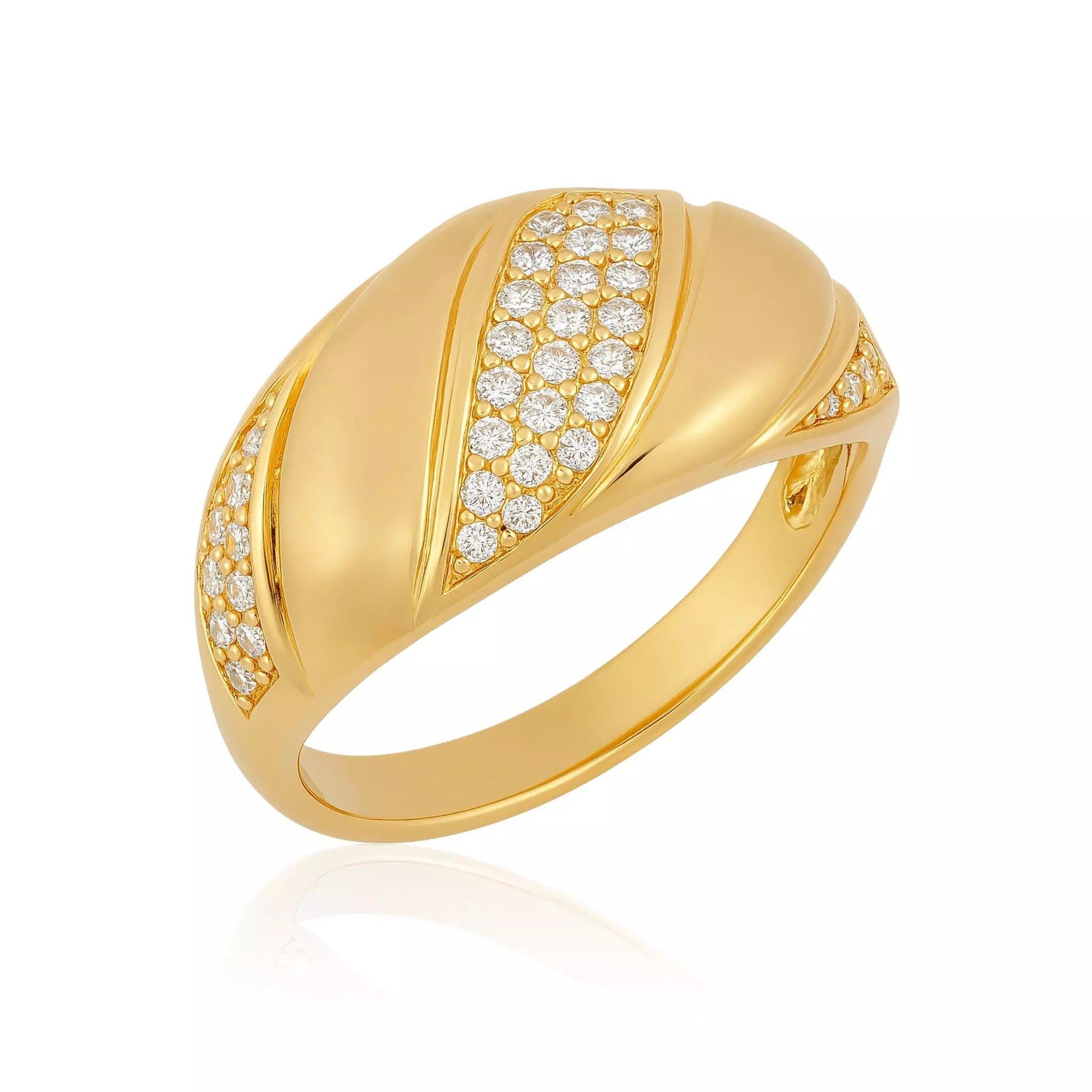 Anel Elegância Cravejado em Zircônias Banhado a Ouro 18k