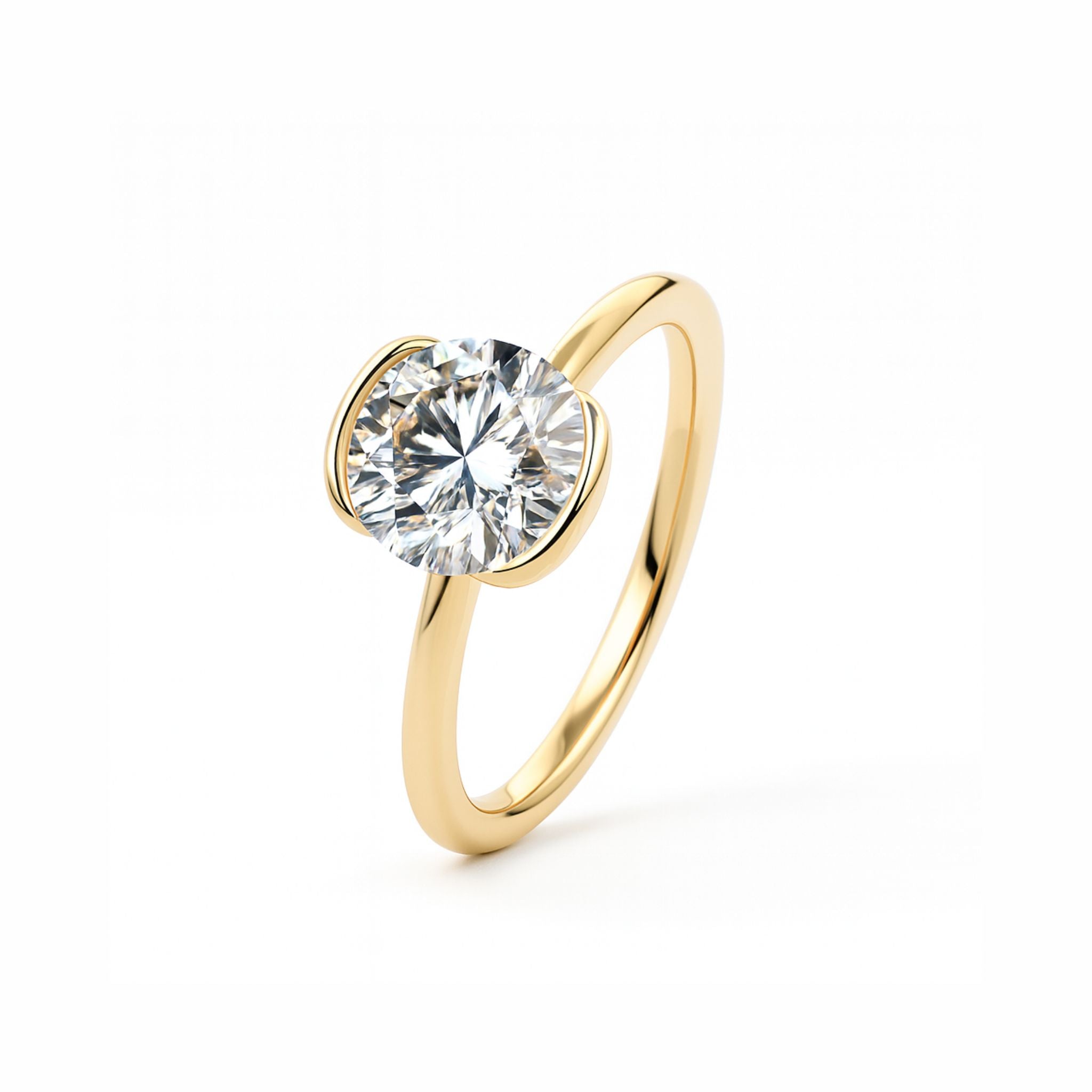 Anel Solitário com Pedra Central Moissanite 1ct Banhado em Ouro 18k