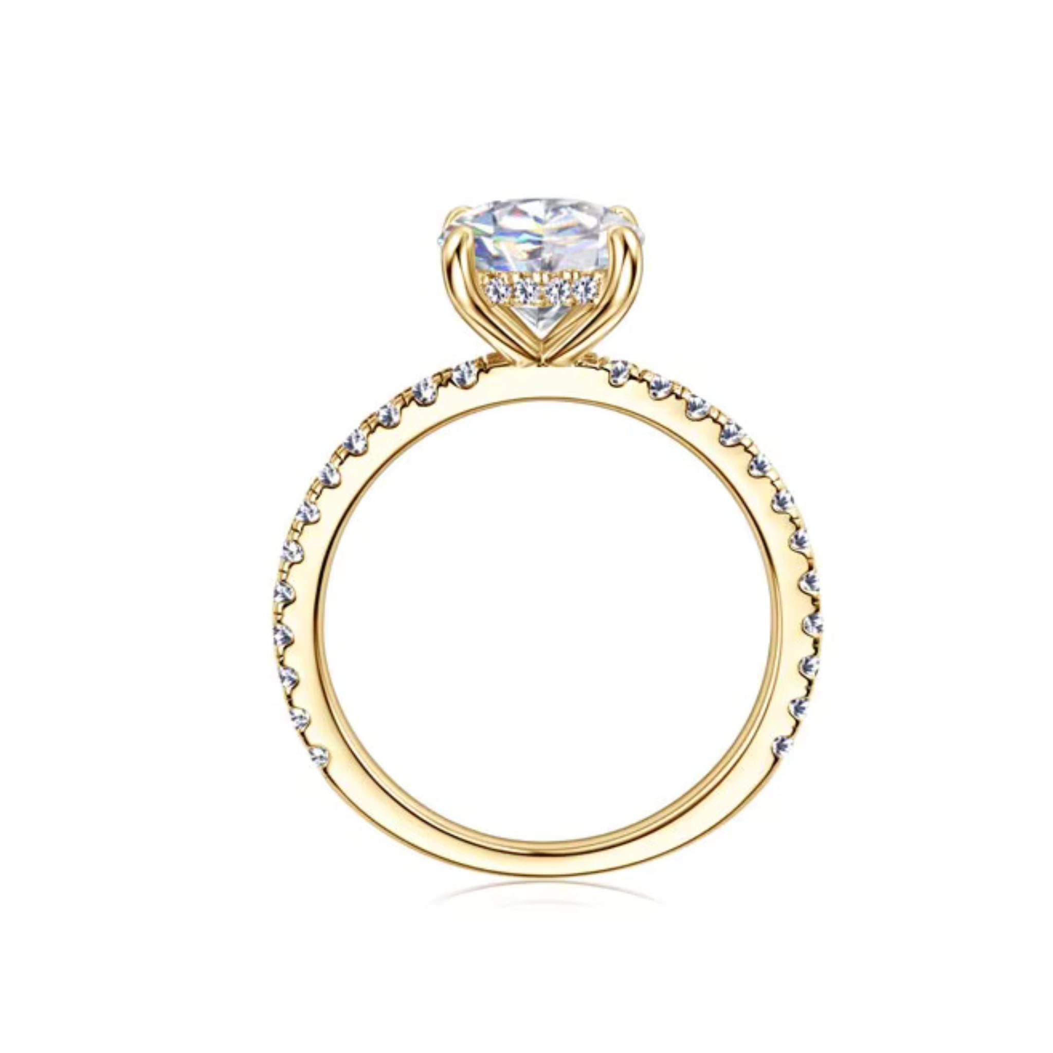 Anel Solitário Noivado Cravejado 2ct Banhado em Ouro 18k