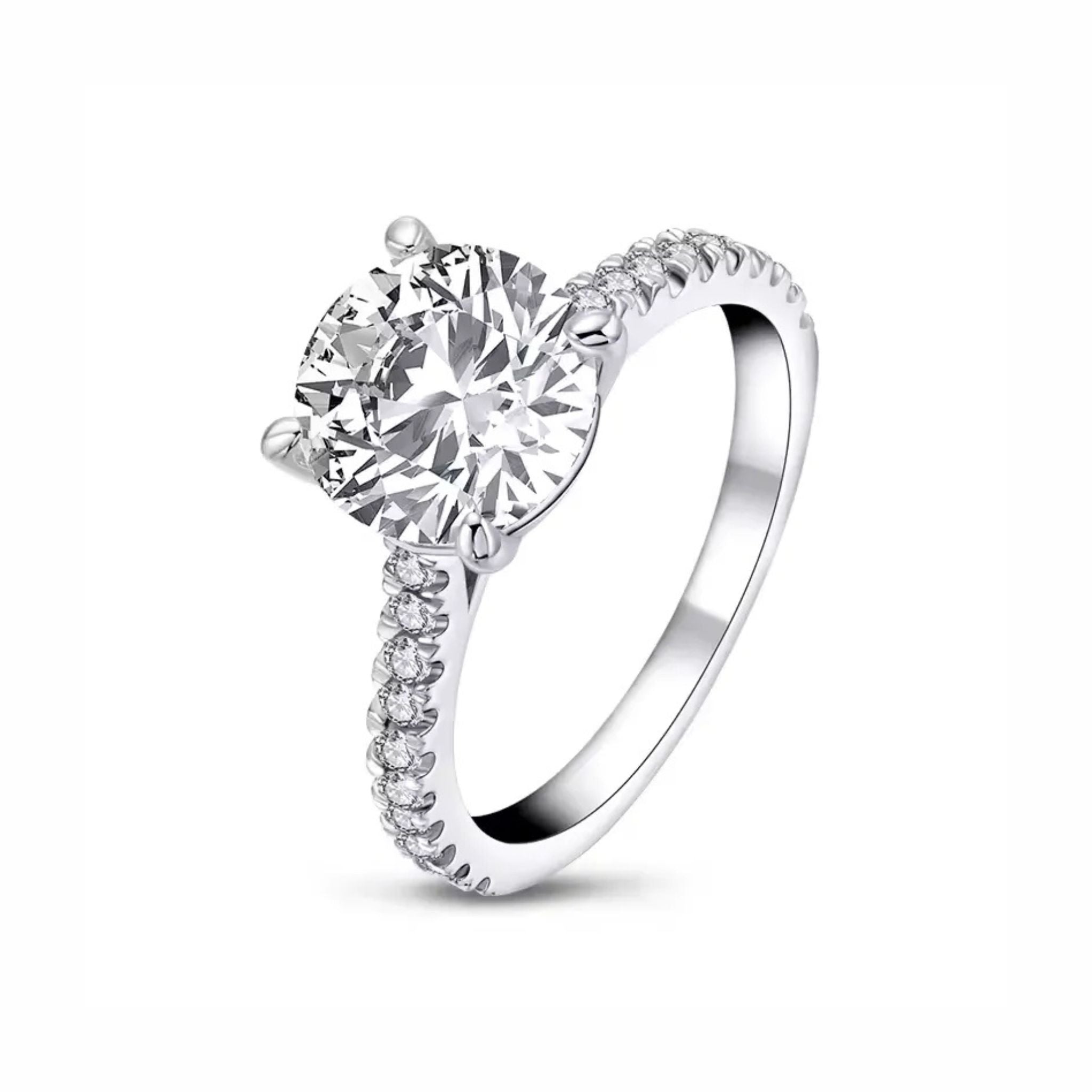 Anel Noivado Prata 925 com Moissanite 2ct