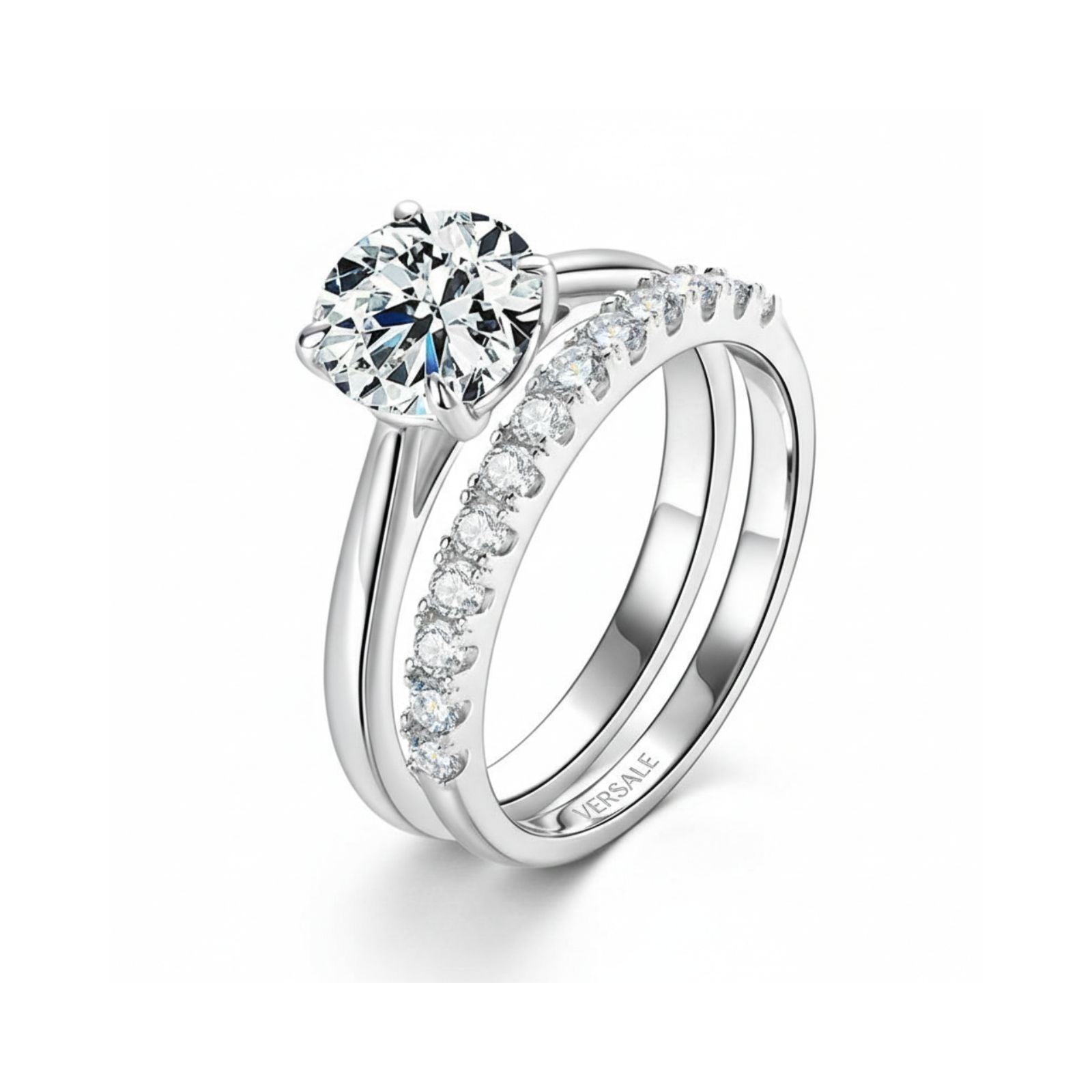 Anel Noivado com Meia Aliança Moissanite 2ct