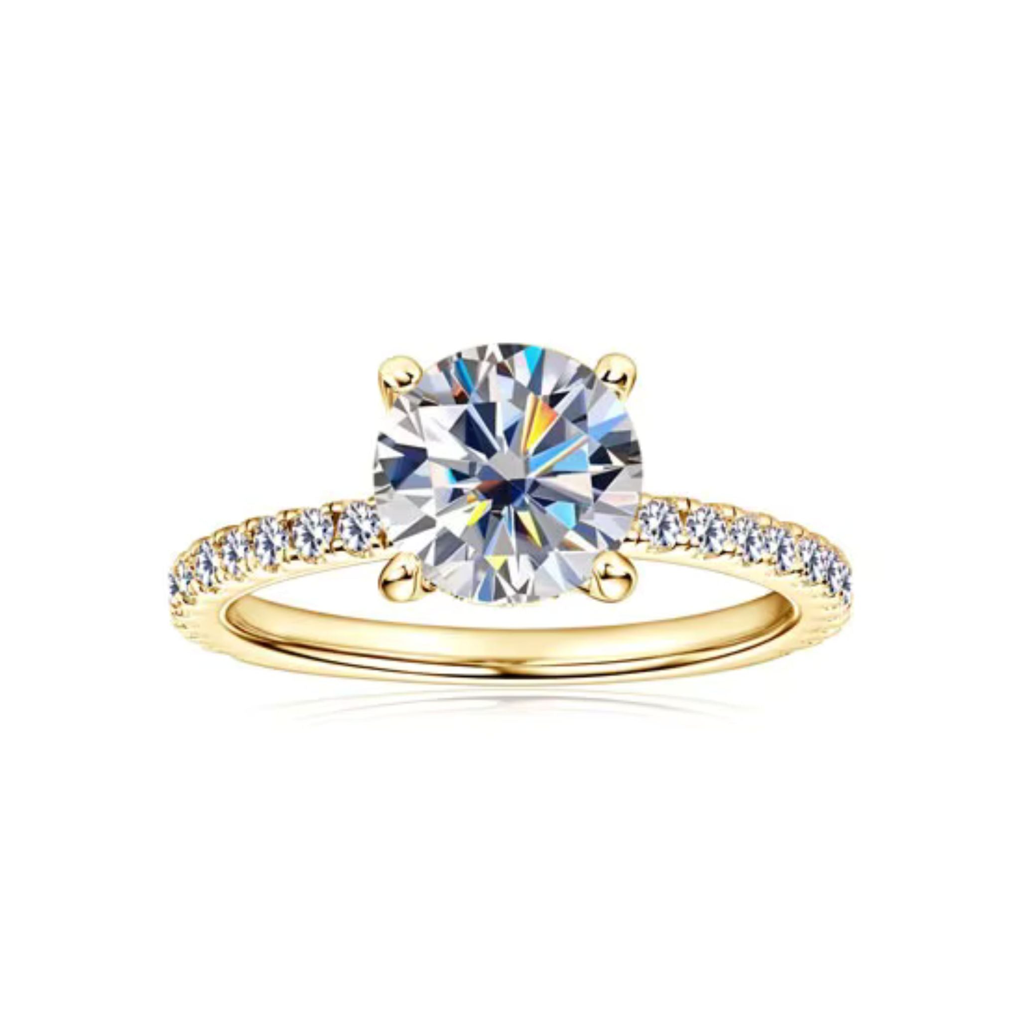 Anel Solitário Noivado Cravejado 2ct Banhado em Ouro 18k