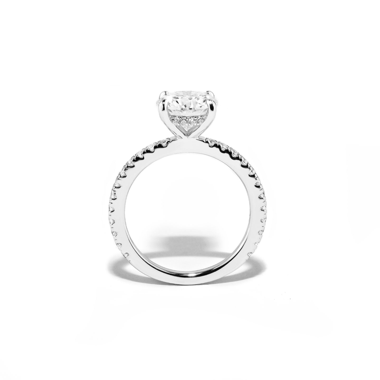 Anel Solitário Noivado Cravejado em Prata 925 com Moissanite 2ct