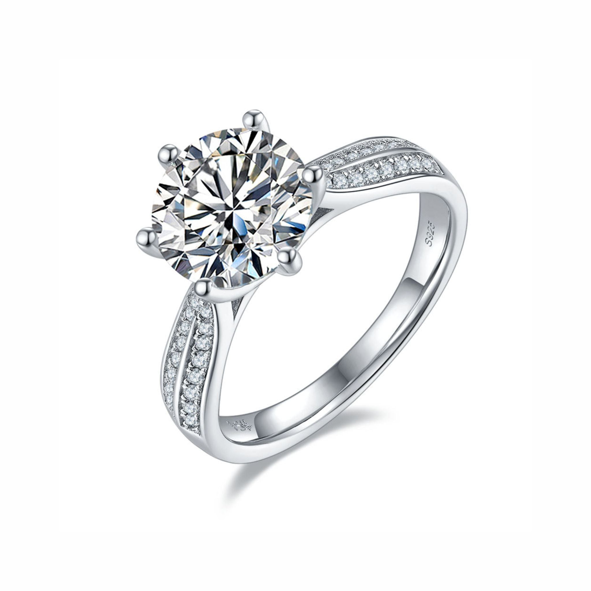 Anel Solitário com Pedra Moissanite 1ct