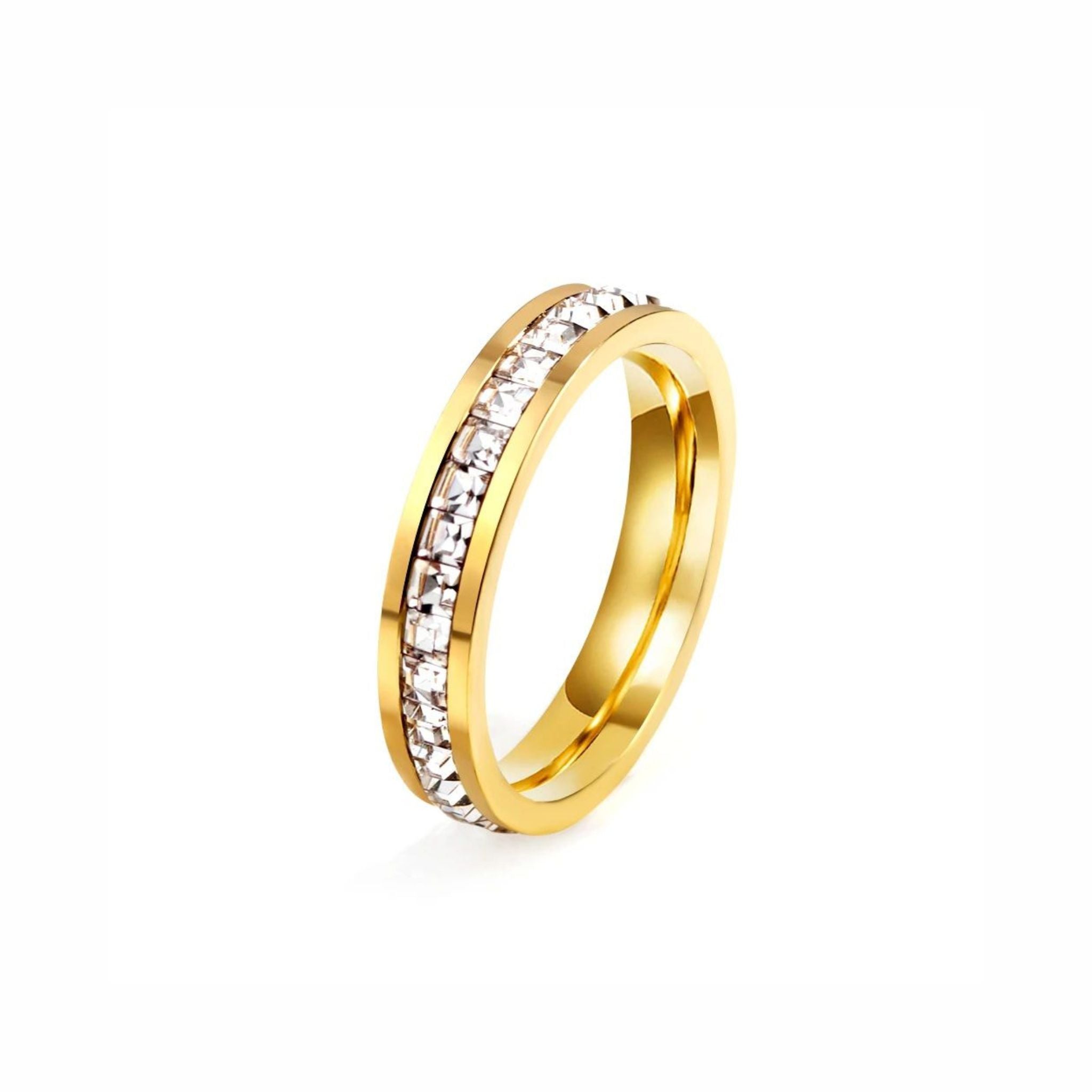 Anel com Zircônias Banhado a Ouro 18k