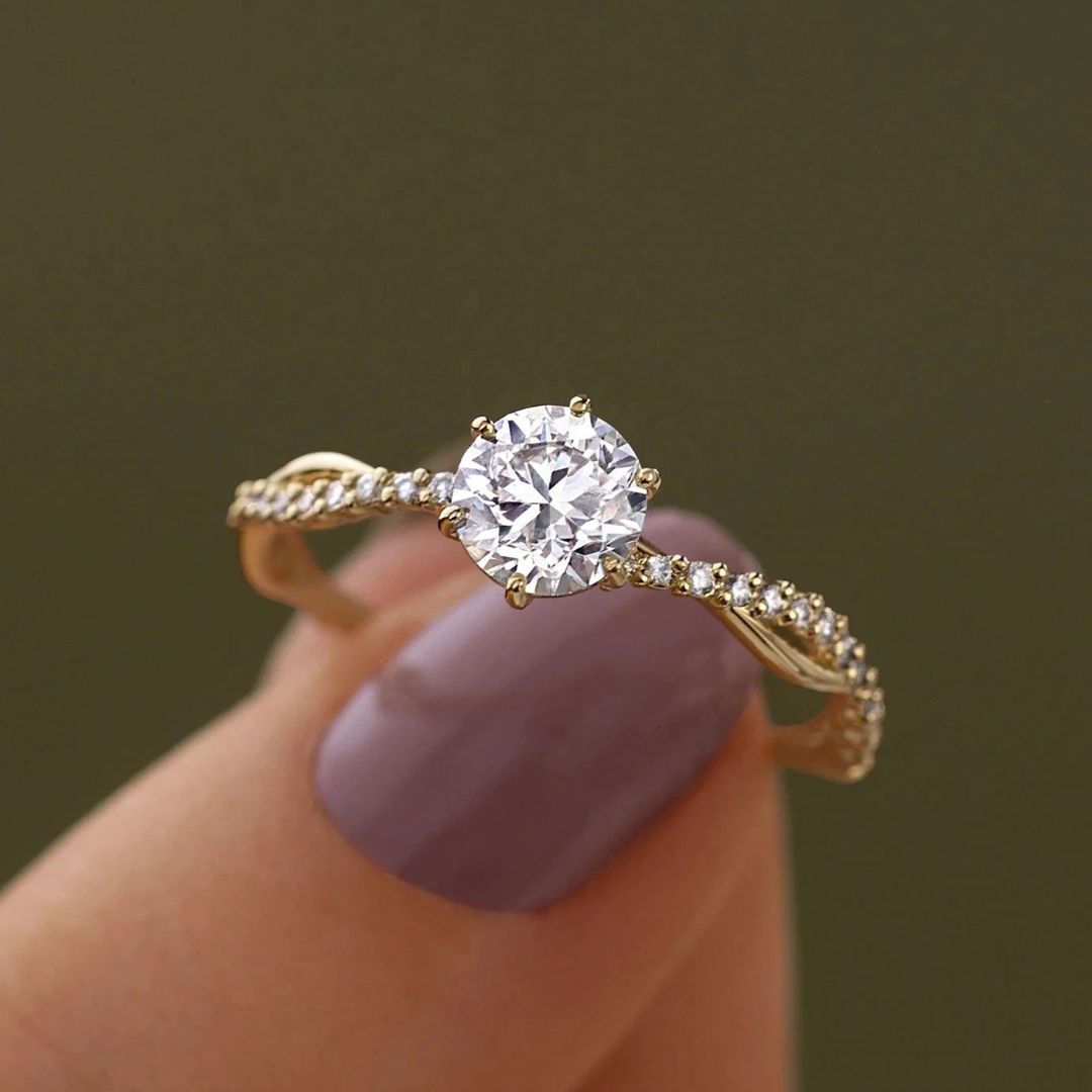 Anel de Noivado Trançado Banhado em Ouro 18k