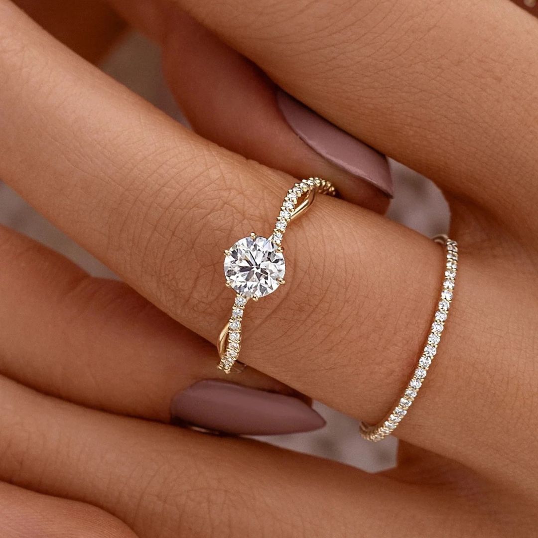 Anel de Noivado Trançado Banhado em Ouro 18k