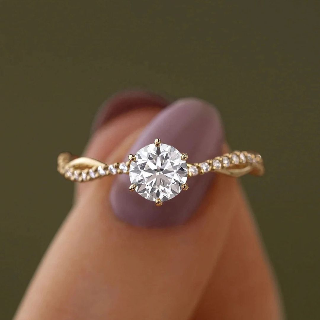 Anel de Noivado Trançado Banhado em Ouro 18k