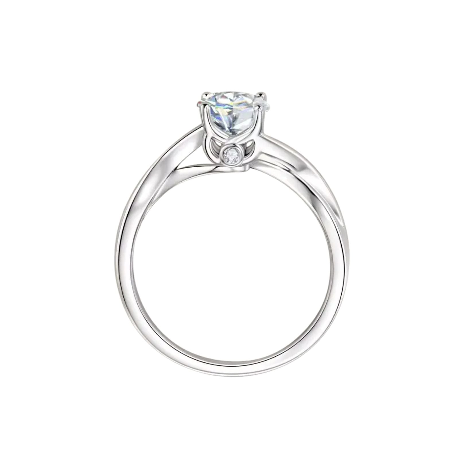 Anel de Noivado Trançado Infinito Prata 925 Moissanite 1ct