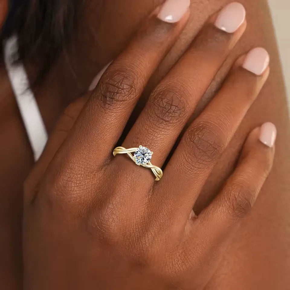 Anel de Noivado Trançado Infinito Moissanite 1ct