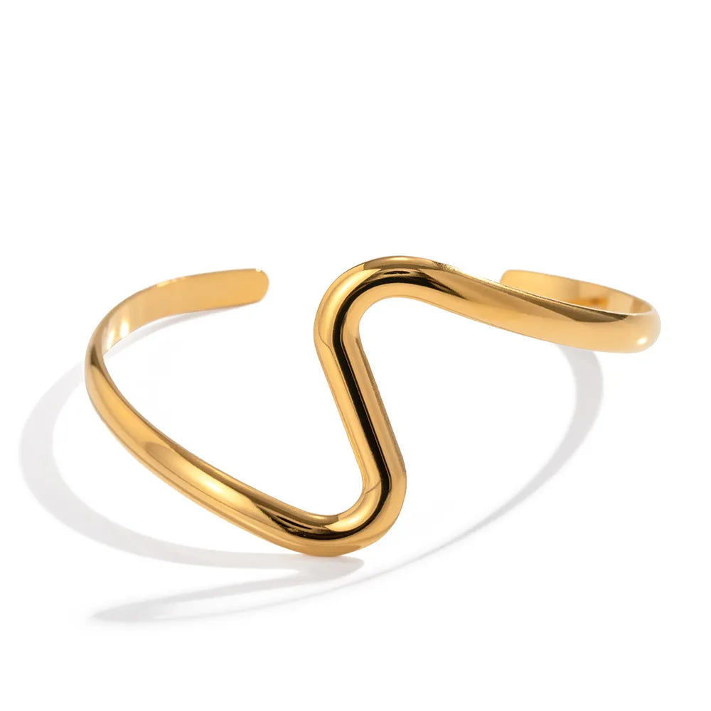 Bracelete em Ondas Banhado em Ouro 18k