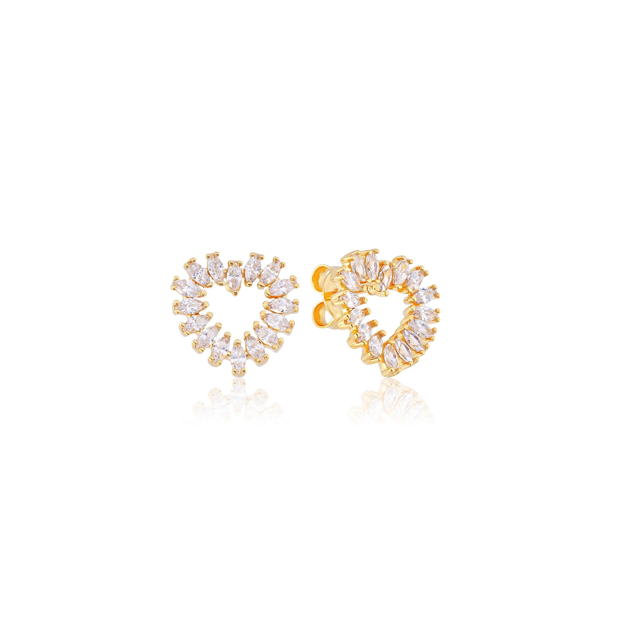 Brinco Amor Brilhante com Zircônias Banhado em Ouro 18k