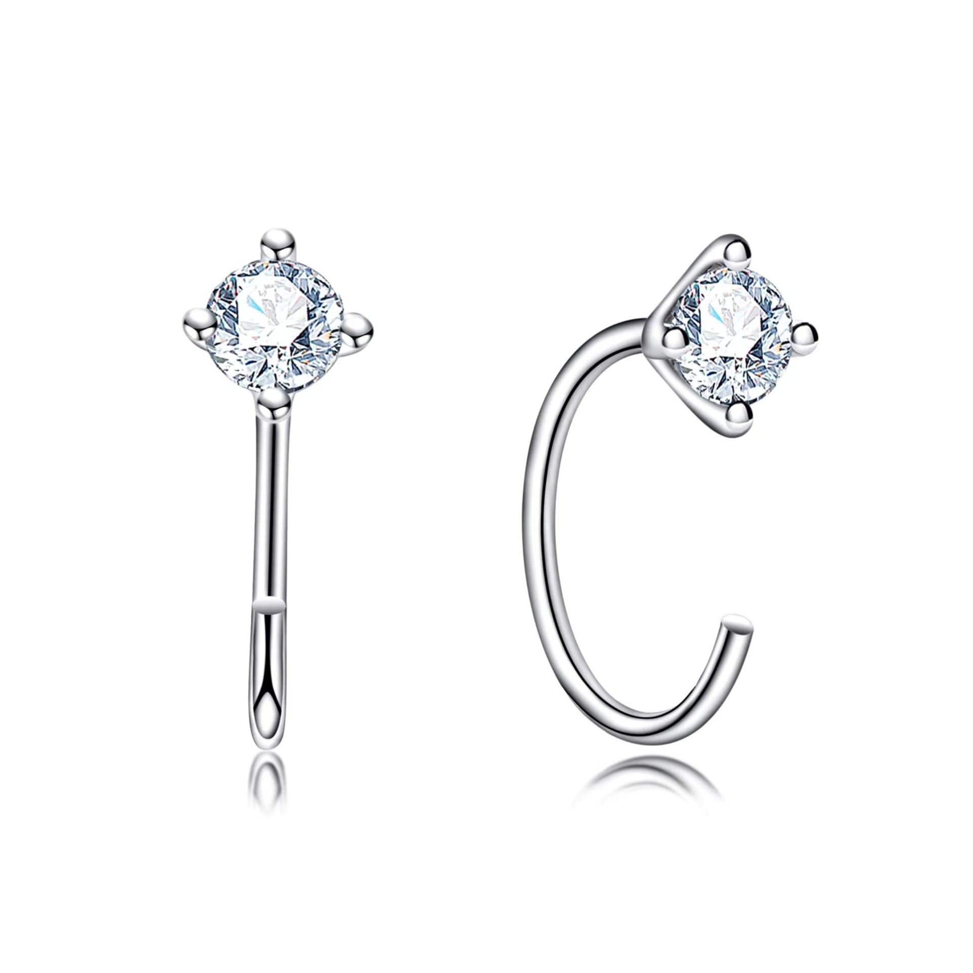 Brinco Argola Minimalista em Prata 925 com Pedra Moissanite 4mm