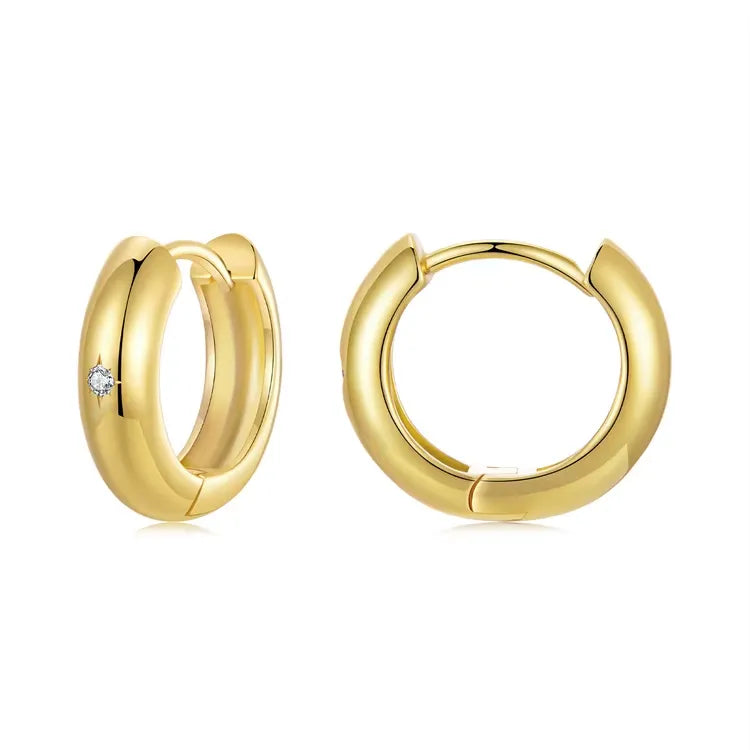 Brinco Argola com Pedra Zircônia Banhado a Ouro 18k