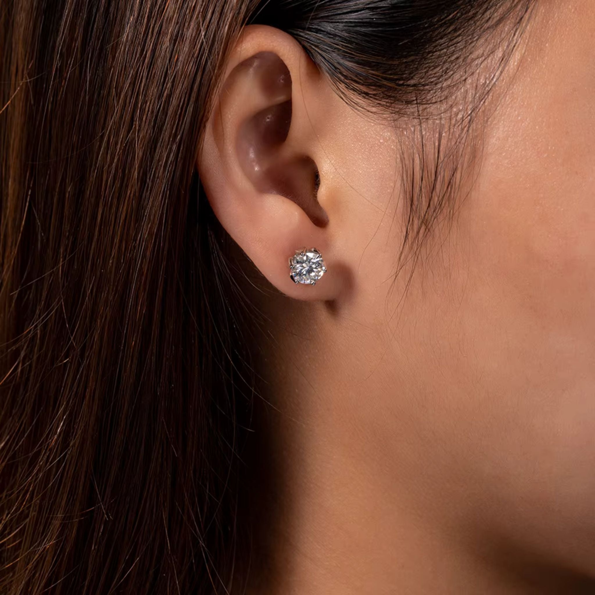 Brinco Solitário Flor Moissanite 1ct