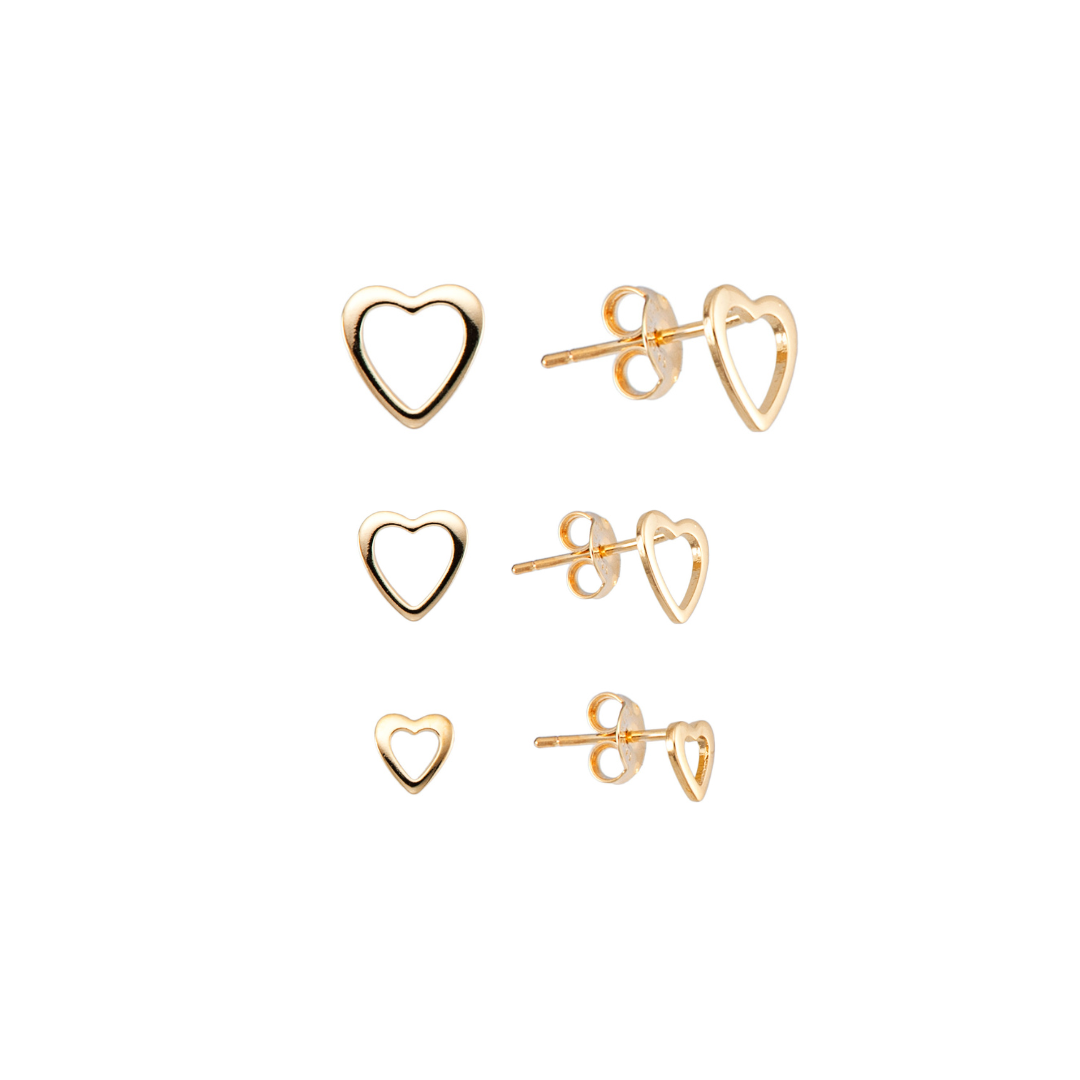 Brinco Trio de Coração Banhado em Ouro 18k