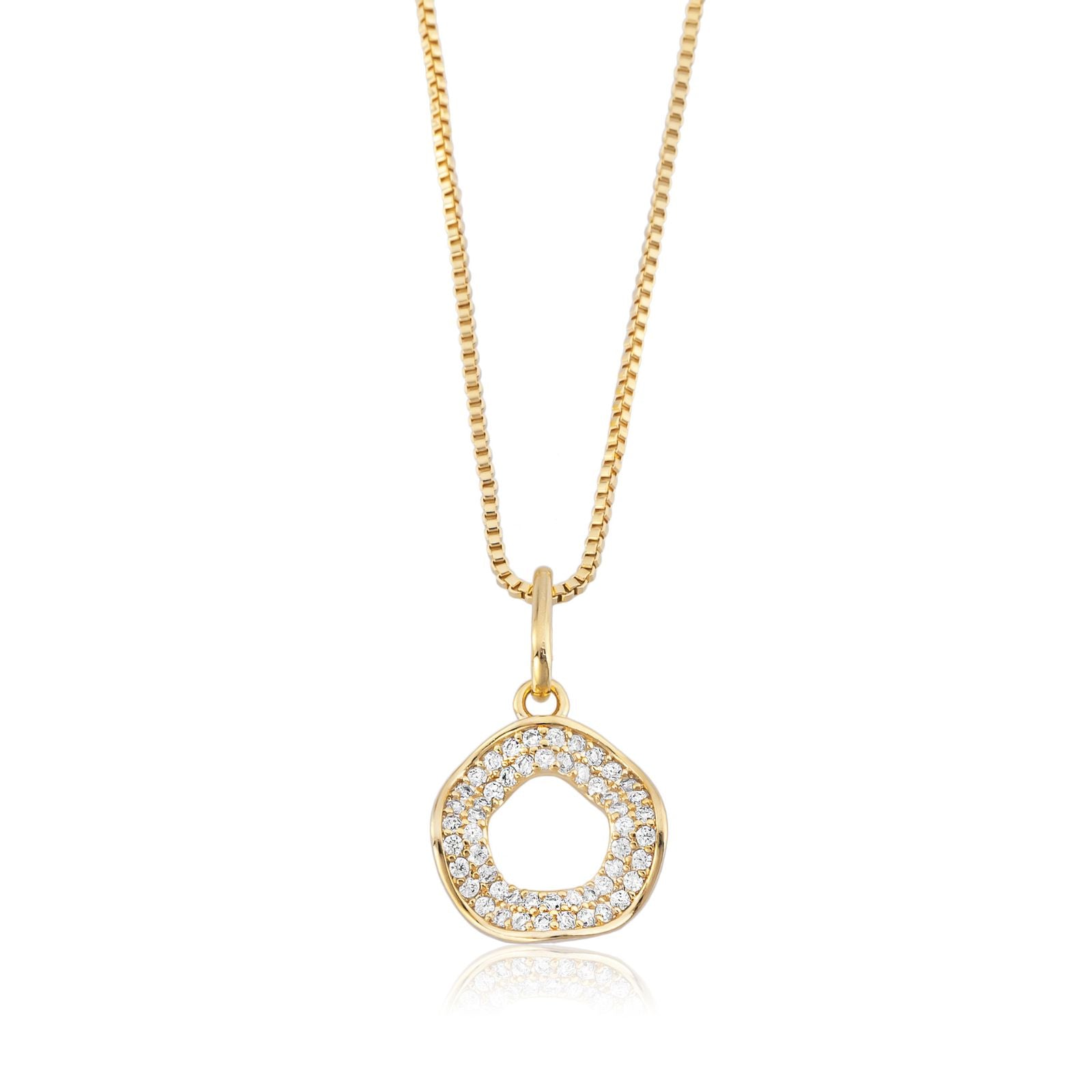 Colar Círculo Contemporâneo com Zircônias Banhado a Ouro 18k