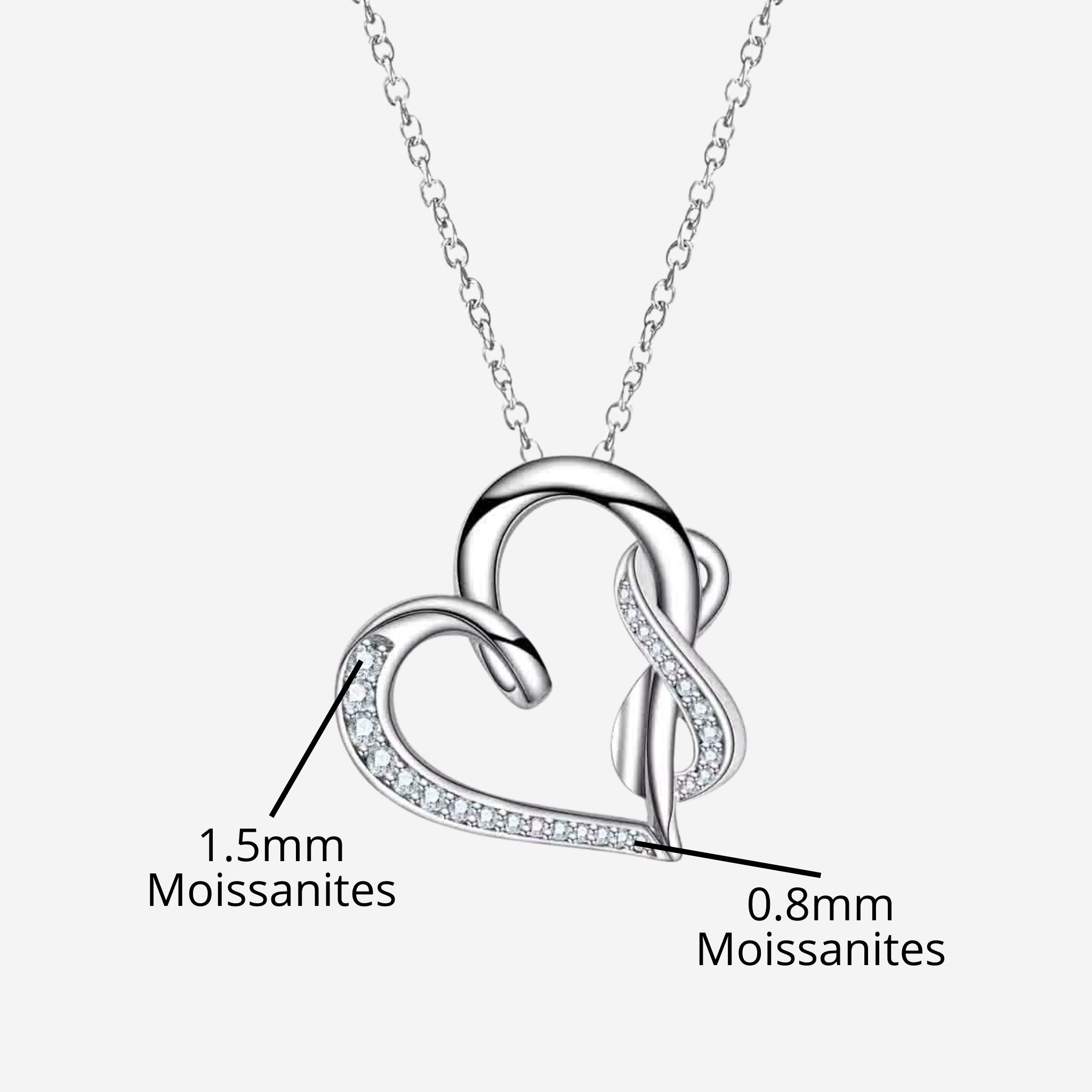 Colar Coração Entrelaçado em Prata 925 com Moissanite