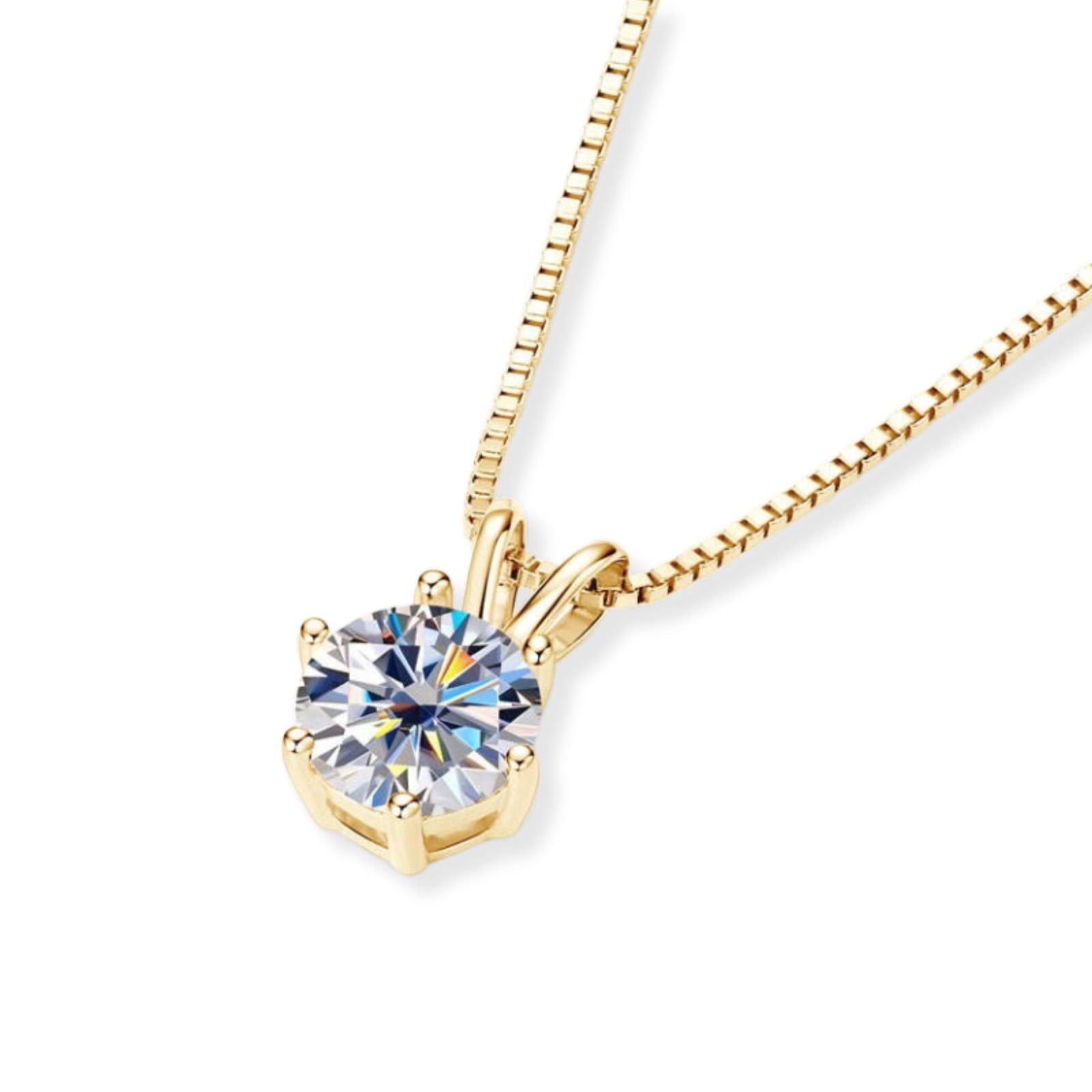 Colar Ponto de Luz Banhado a Ouro Amarelo Moissanite 1ct