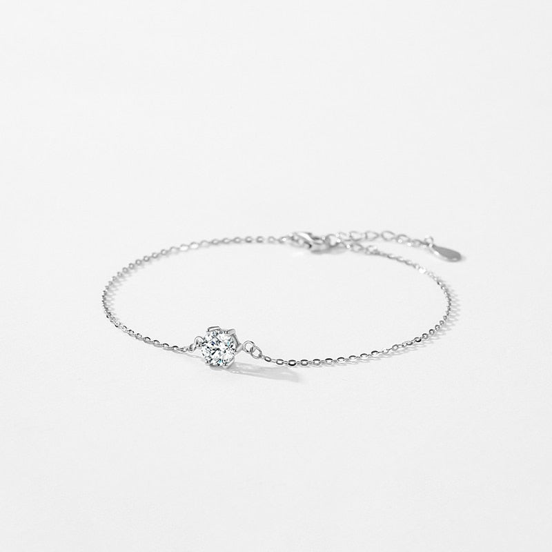 Pulseira Feminina de Prata 925 com Pedra de Zircônia
