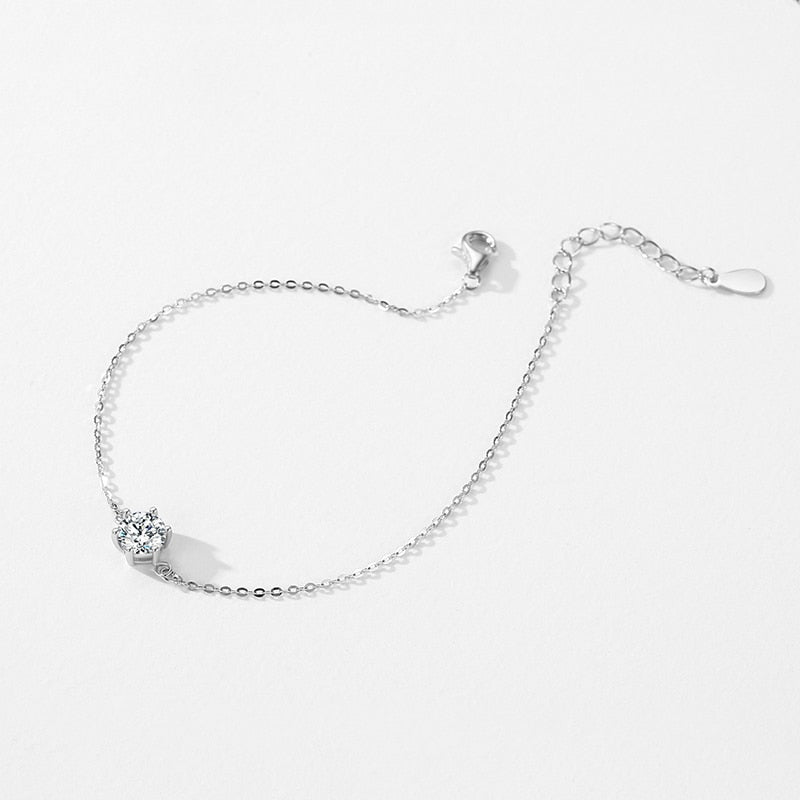 Pulseira Feminina de Prata 925 com Pedra de Zircônia