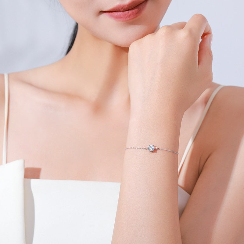 Pulseira Feminina de Prata 925 com Pedra de Zircônia