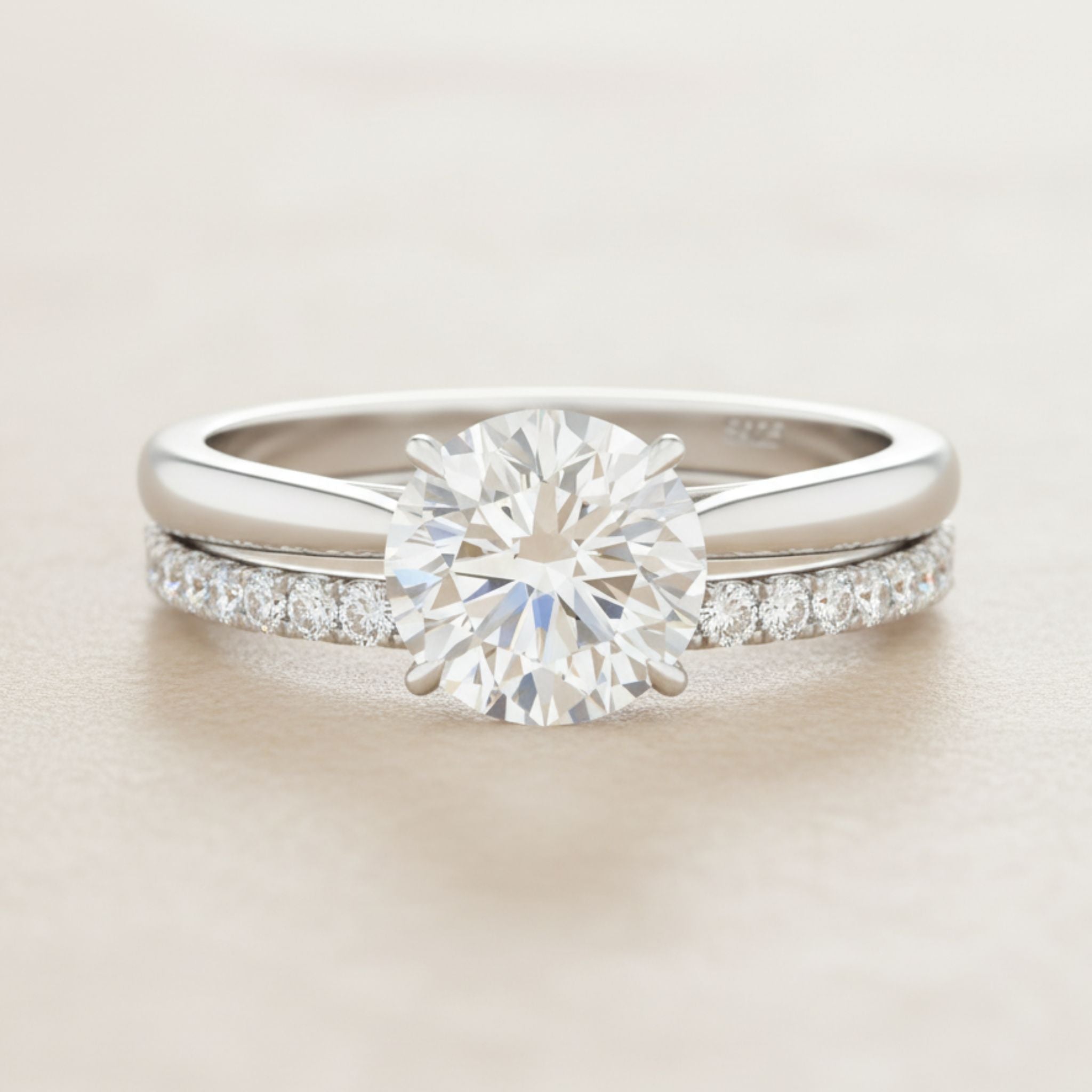 Anel Noivado Moissanite 2ct com Meia Aliança