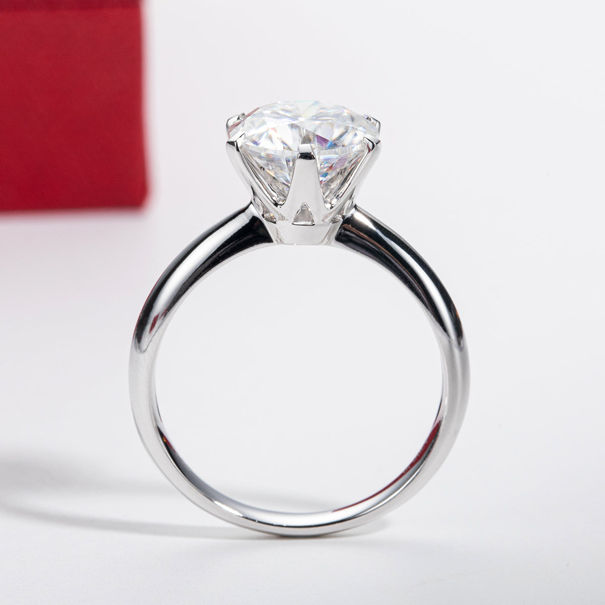 Anel Solitário em Prata 925 Moissanite Brilhante