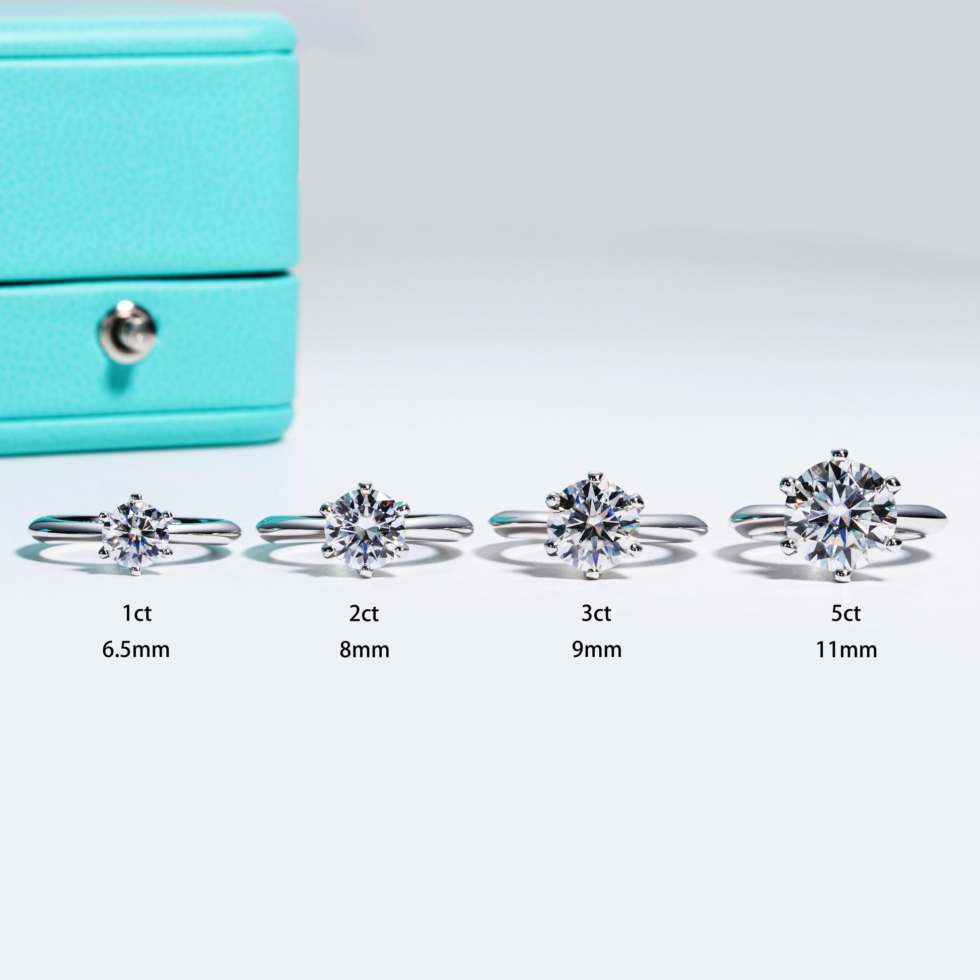 Anel Solitário em Prata 925 Moissanite Brilhante