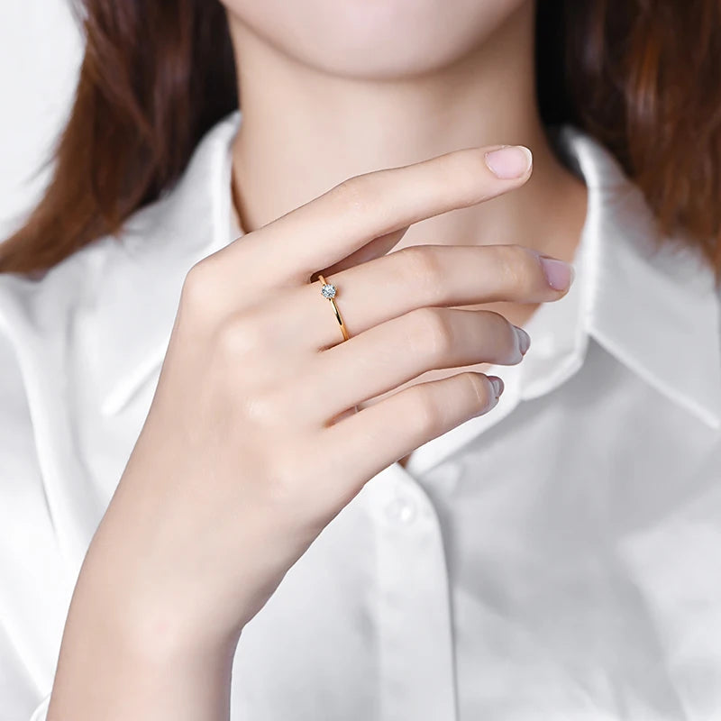 Anel Solitário Moissanite 0,2ct Minimalista Gold