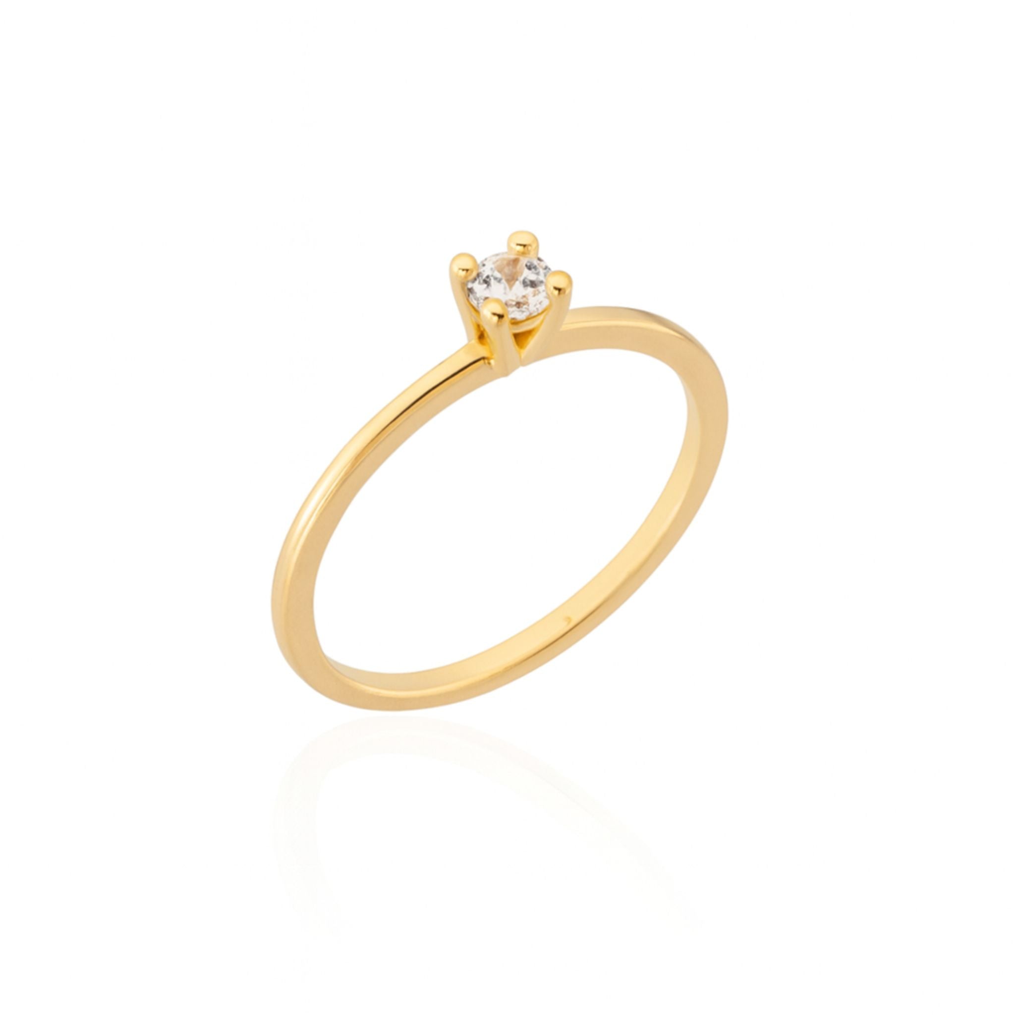 Anel Solitário Minimalista Banhado em Ouro 18k