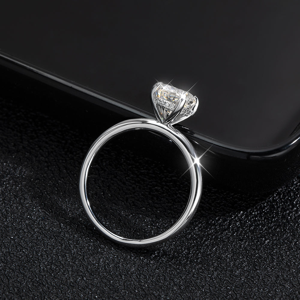 Anel Solitário Oval Moissanite 2ct Prata 925