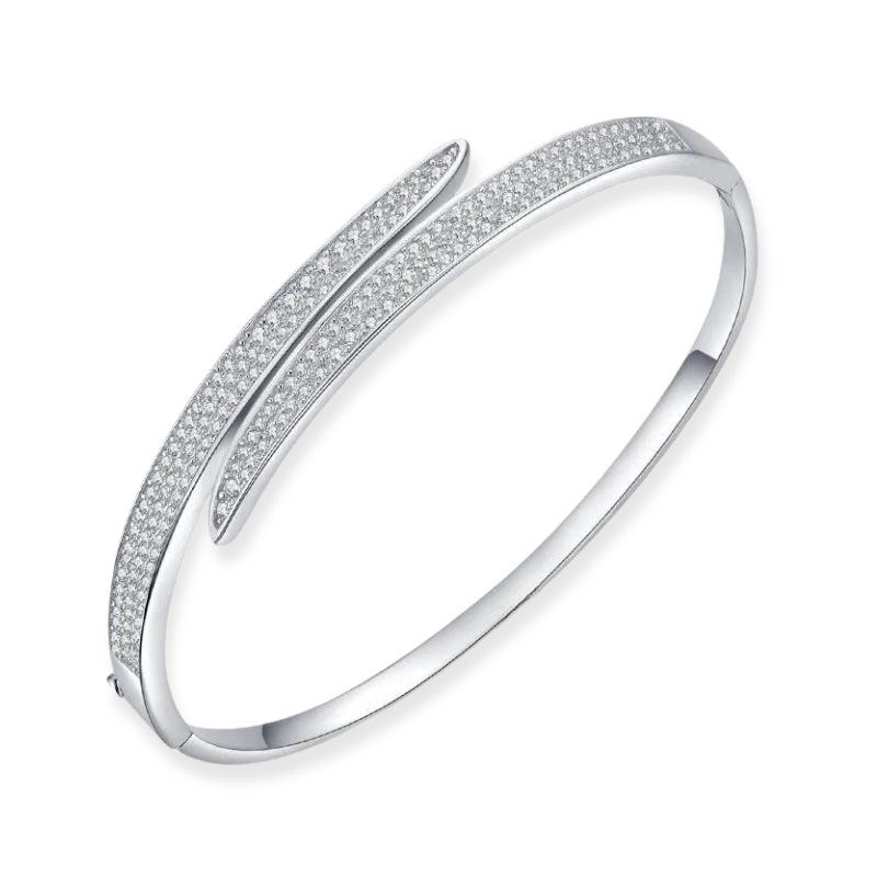 Bracelete com Zircônias Banhado em Ouro Branco