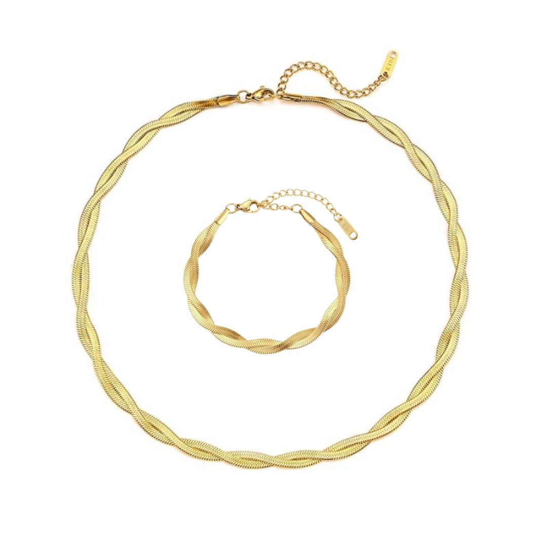 Conjunto Colar e Pulseira Torcido