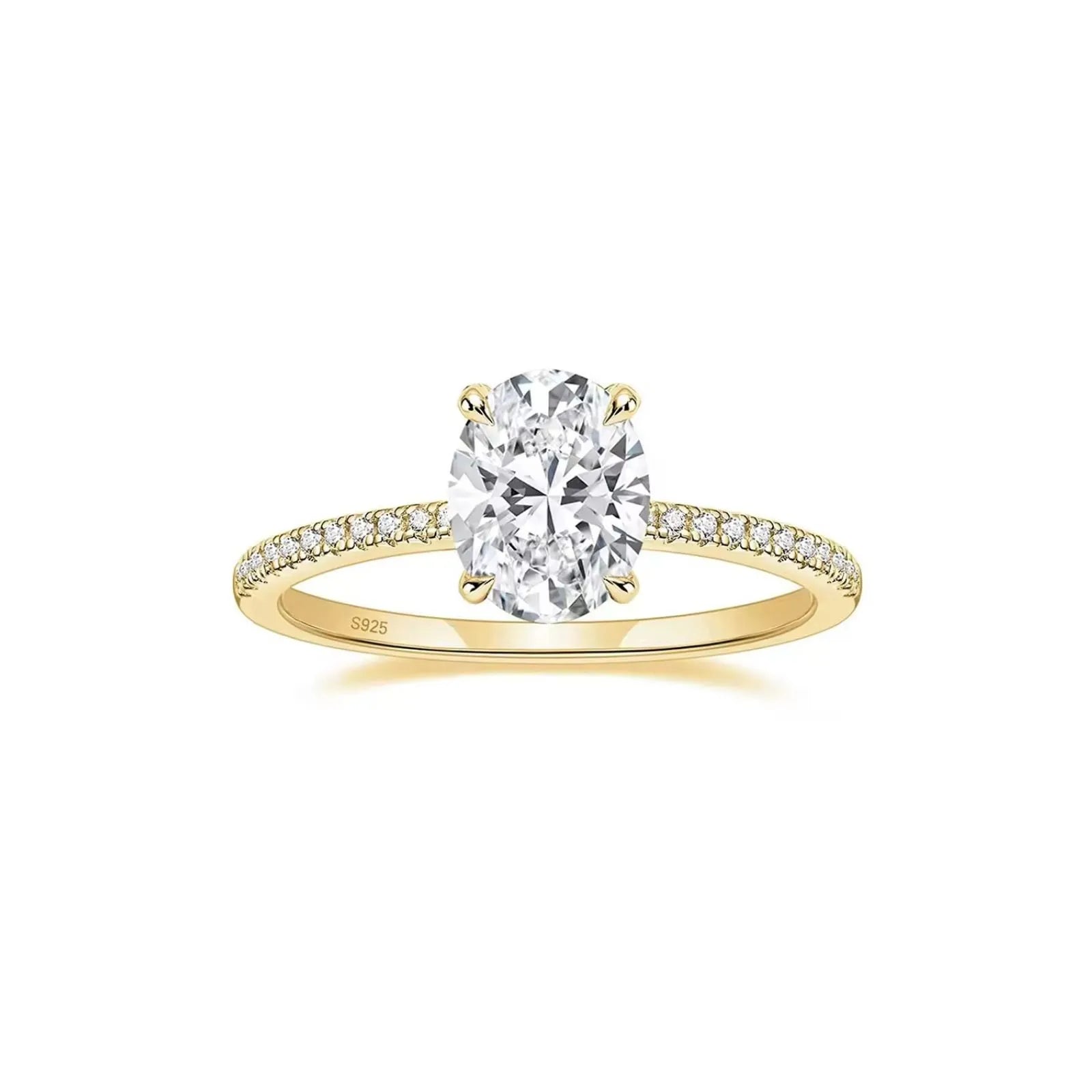 Anel Solitário Cravejado Oval 3ct