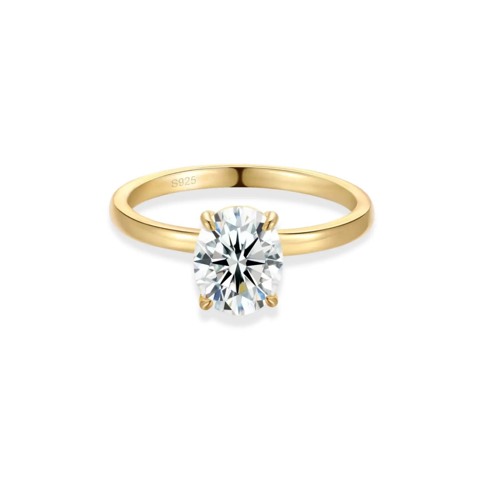 Anel Solitário Noivado com Moissanite Oval 3ct