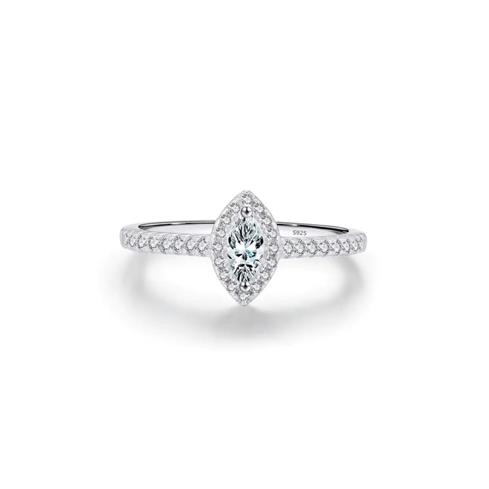 Anel de Noivado Halo Marquise em Prata 925