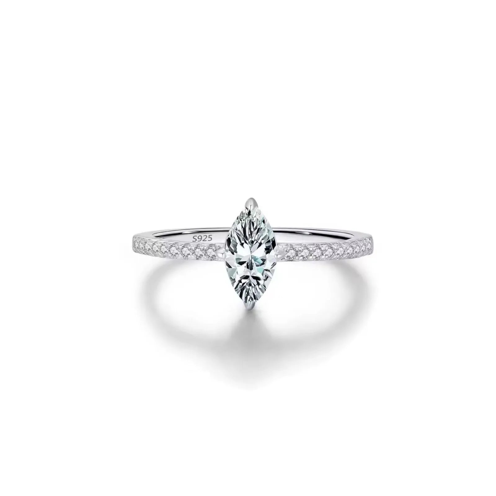 Anel de Noivado Marquise em Prata 925 com Moissanite 0,5ct