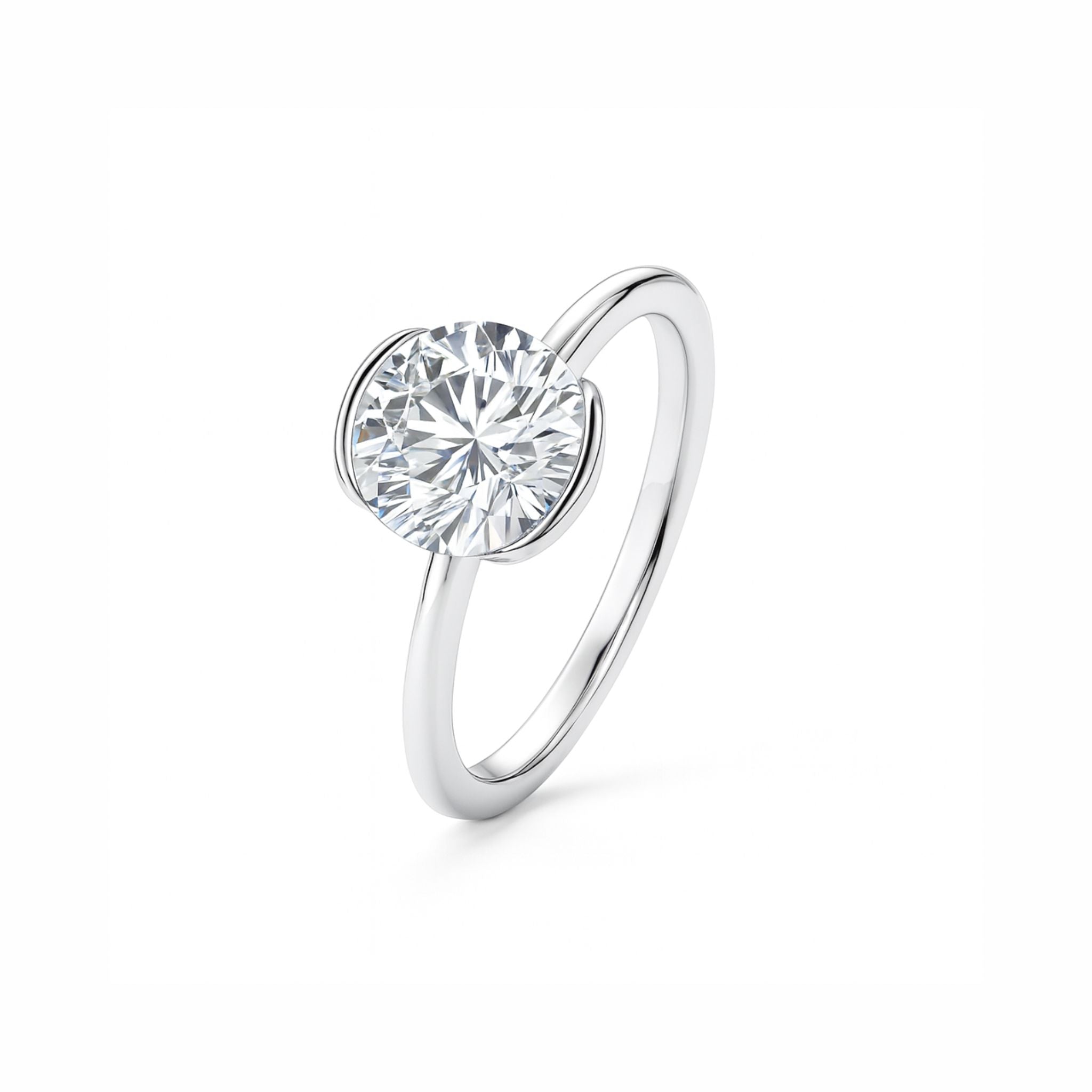 Anel Solitário em Prata 925 com Pedra Central Moissanite 1ct