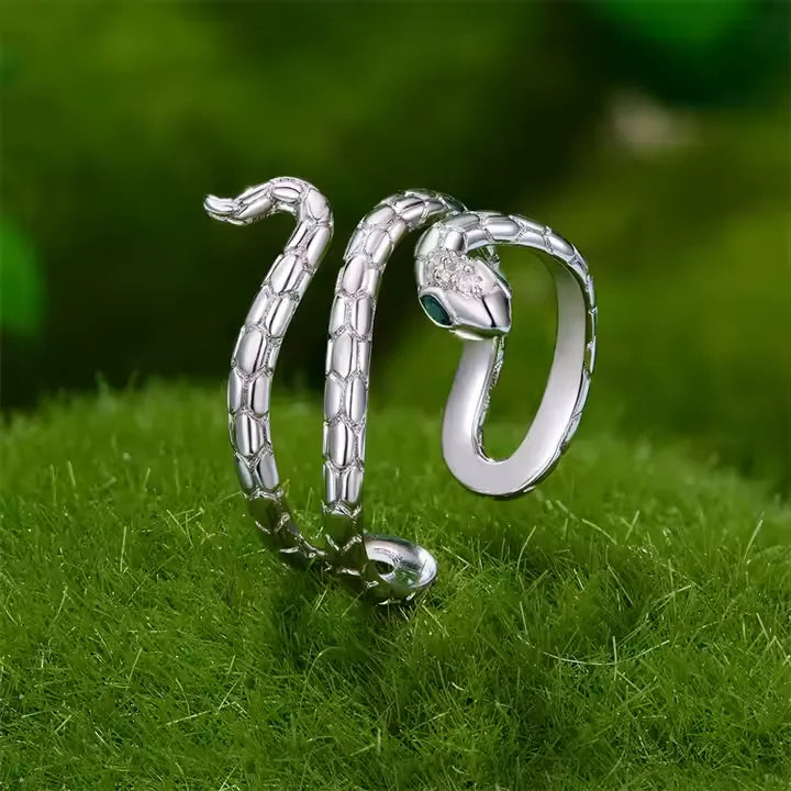 Anel Cobra Ajustável em Prata 925