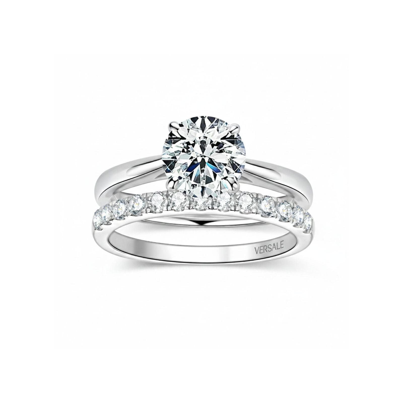 Anel Noivado com Meia Aliança Moissanite 2ct