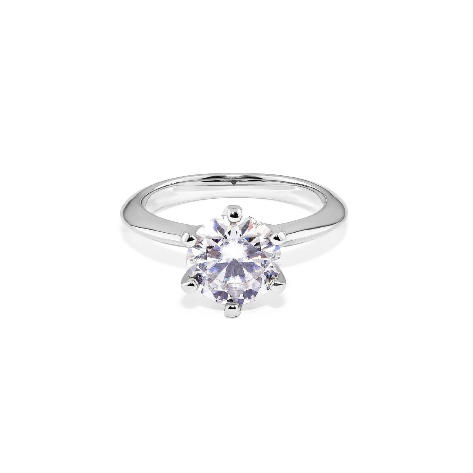 Anel Solitário Clássico Prata 925 com Moissanite 2ct