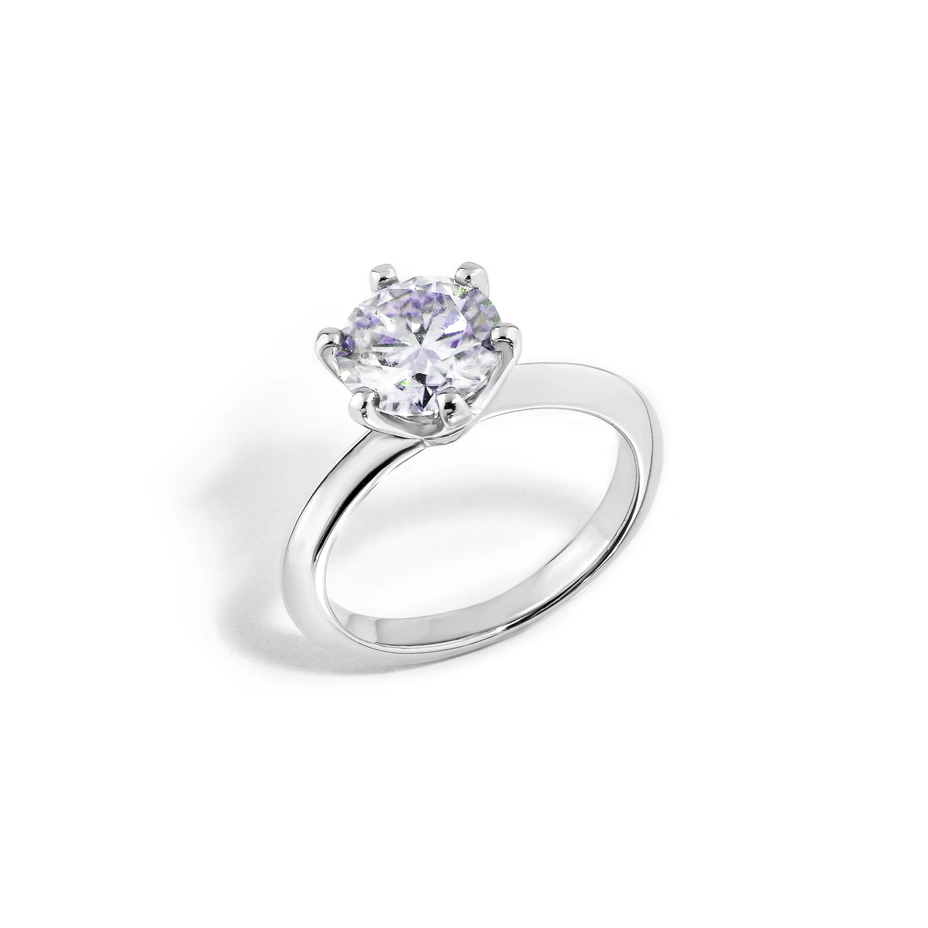 Anel Solitário Clássico Prata 925 com Moissanite 2ct