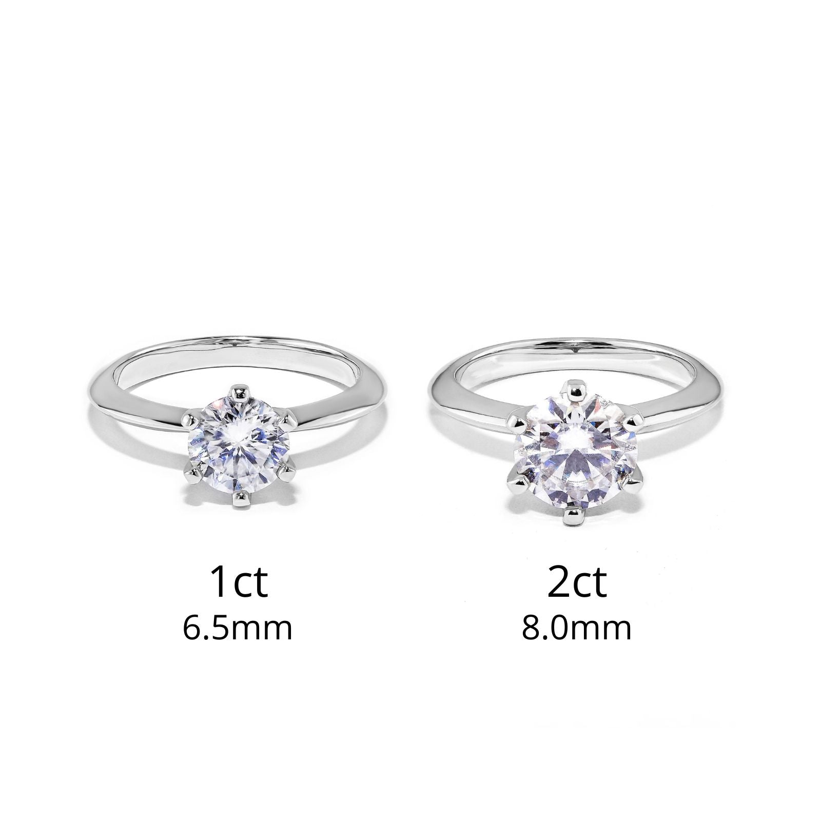 Anel Solitário Clássico Prata 925 com Moissanite 2ct