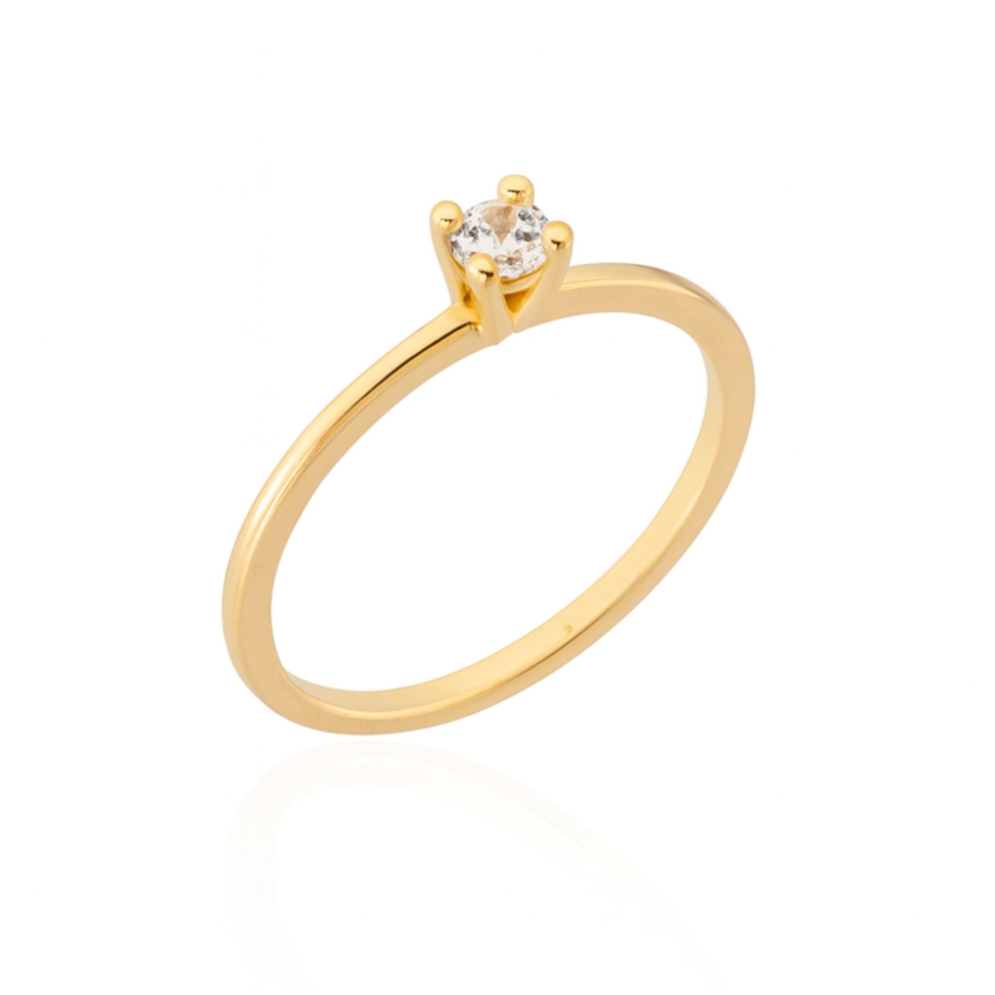 Anel Solitário Minimalista Banhado em Ouro 18k