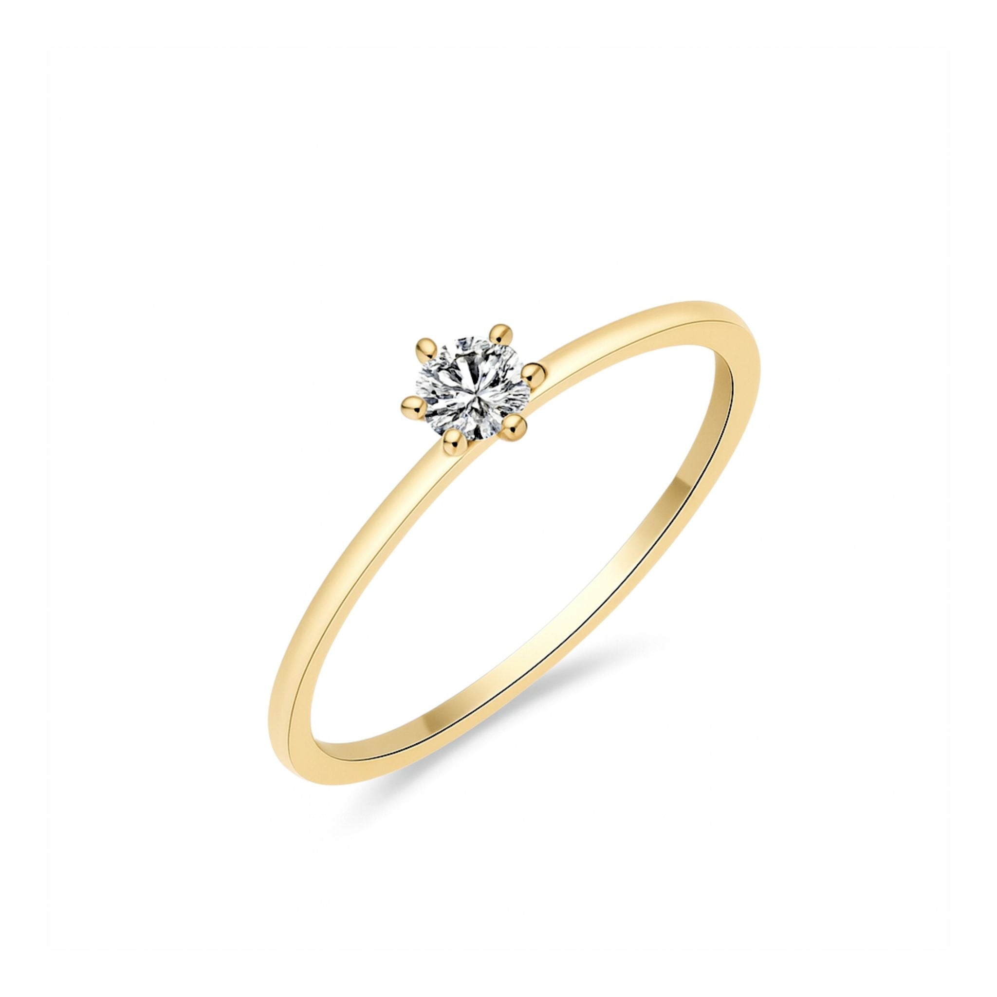 Anel Solitário Moissanite 0,2ct Minimalista Gold