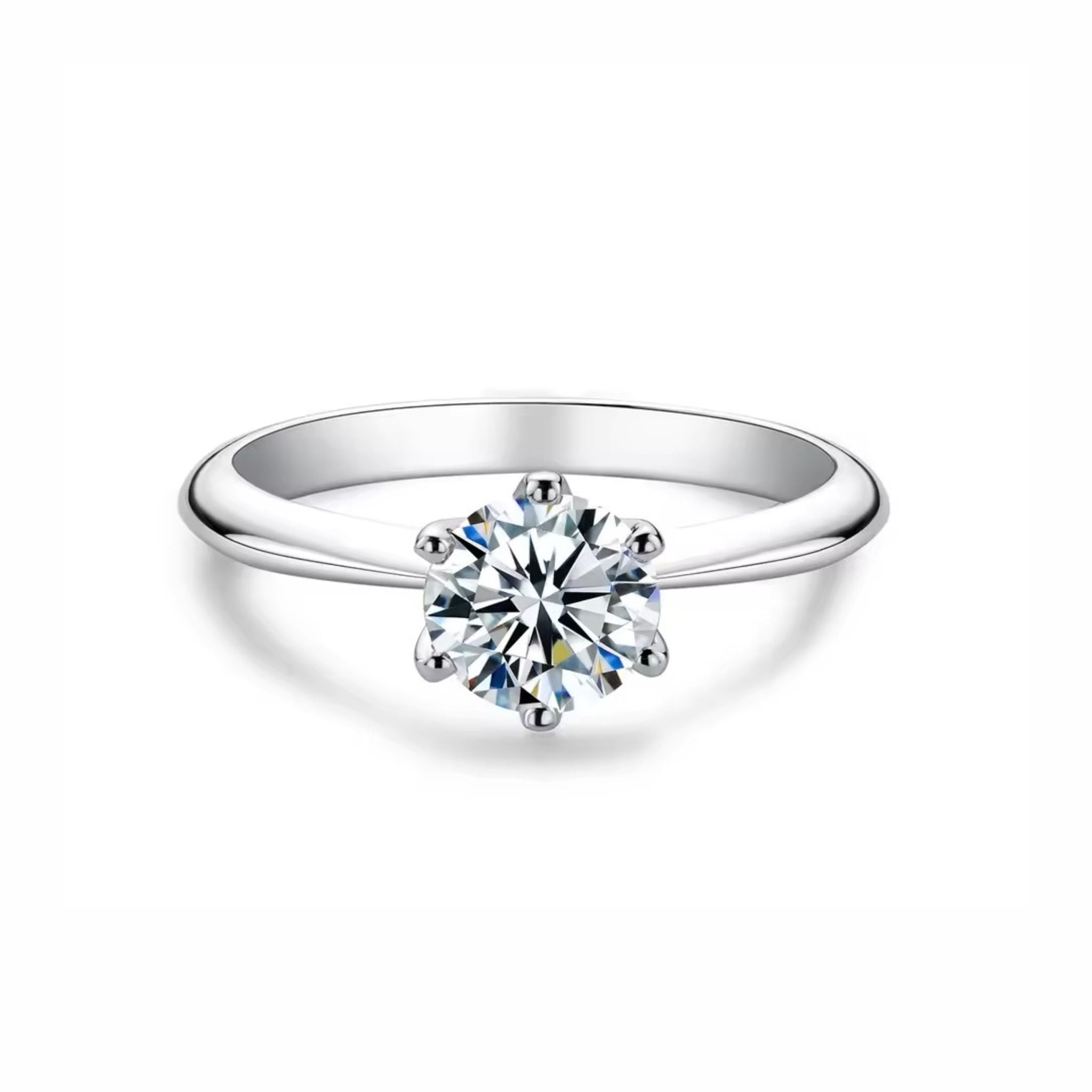 Anel Solitário em Prata 925 Moissanite Brilhante