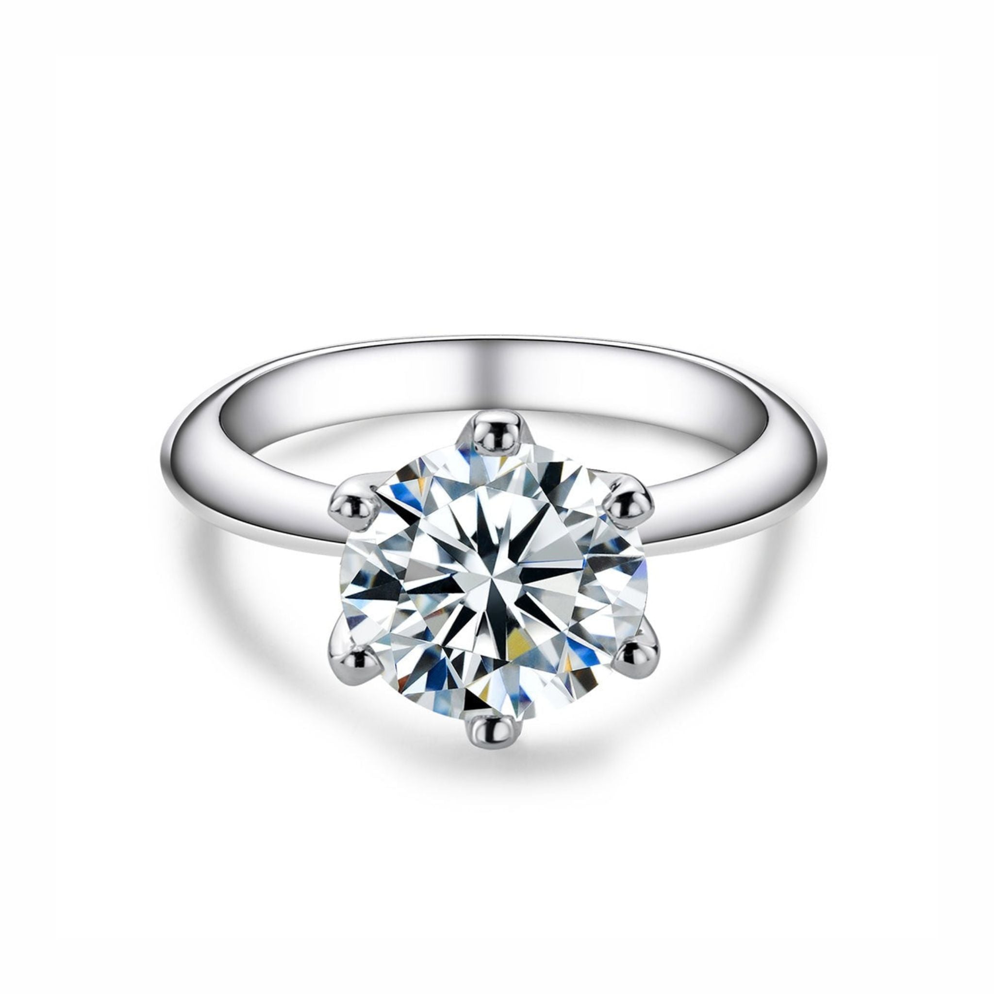 Anel Solitário em Prata 925 Moissanite Brilhante 2ct