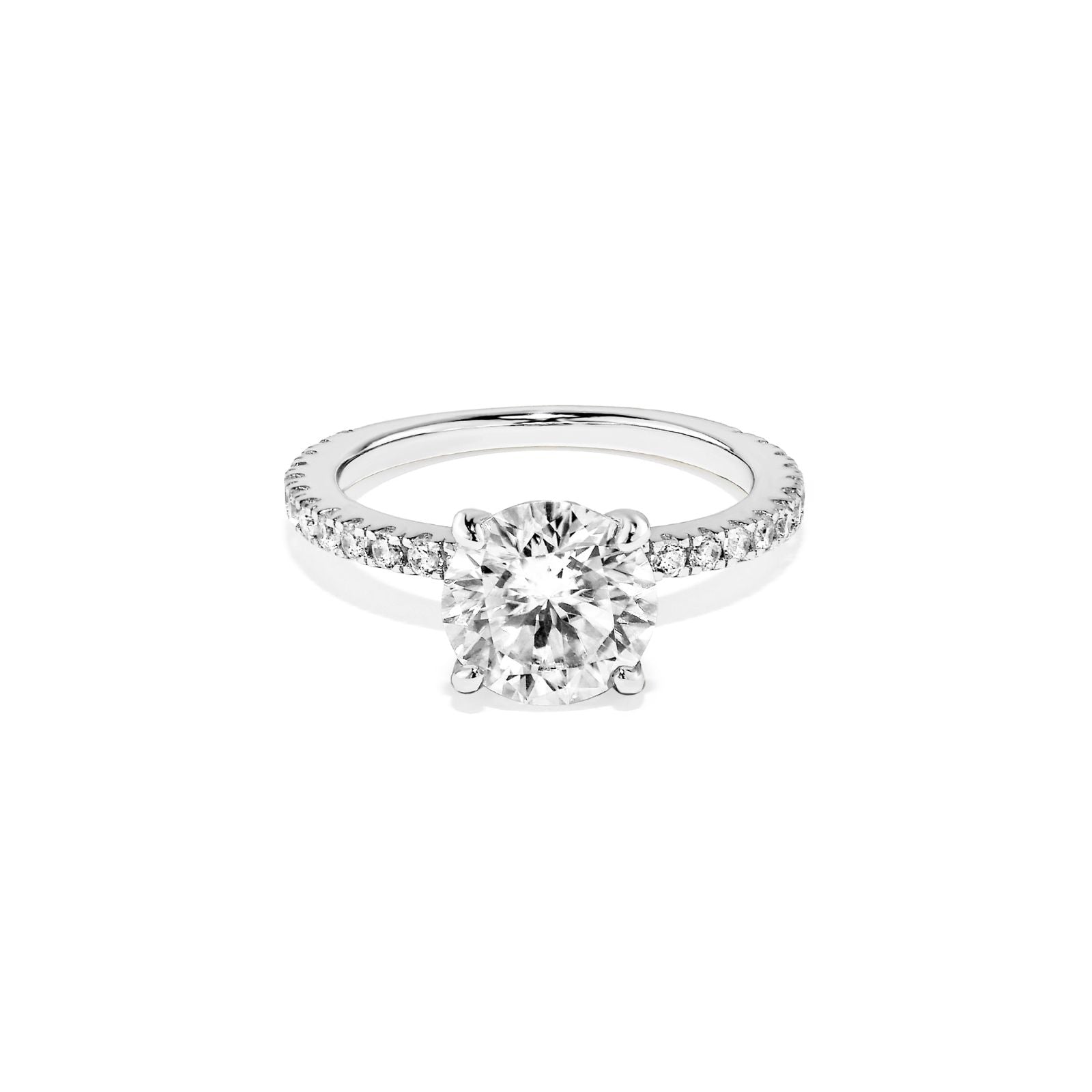 Anel Solitário Noivado Cravejado em Prata 925 com Moissanite 2ct